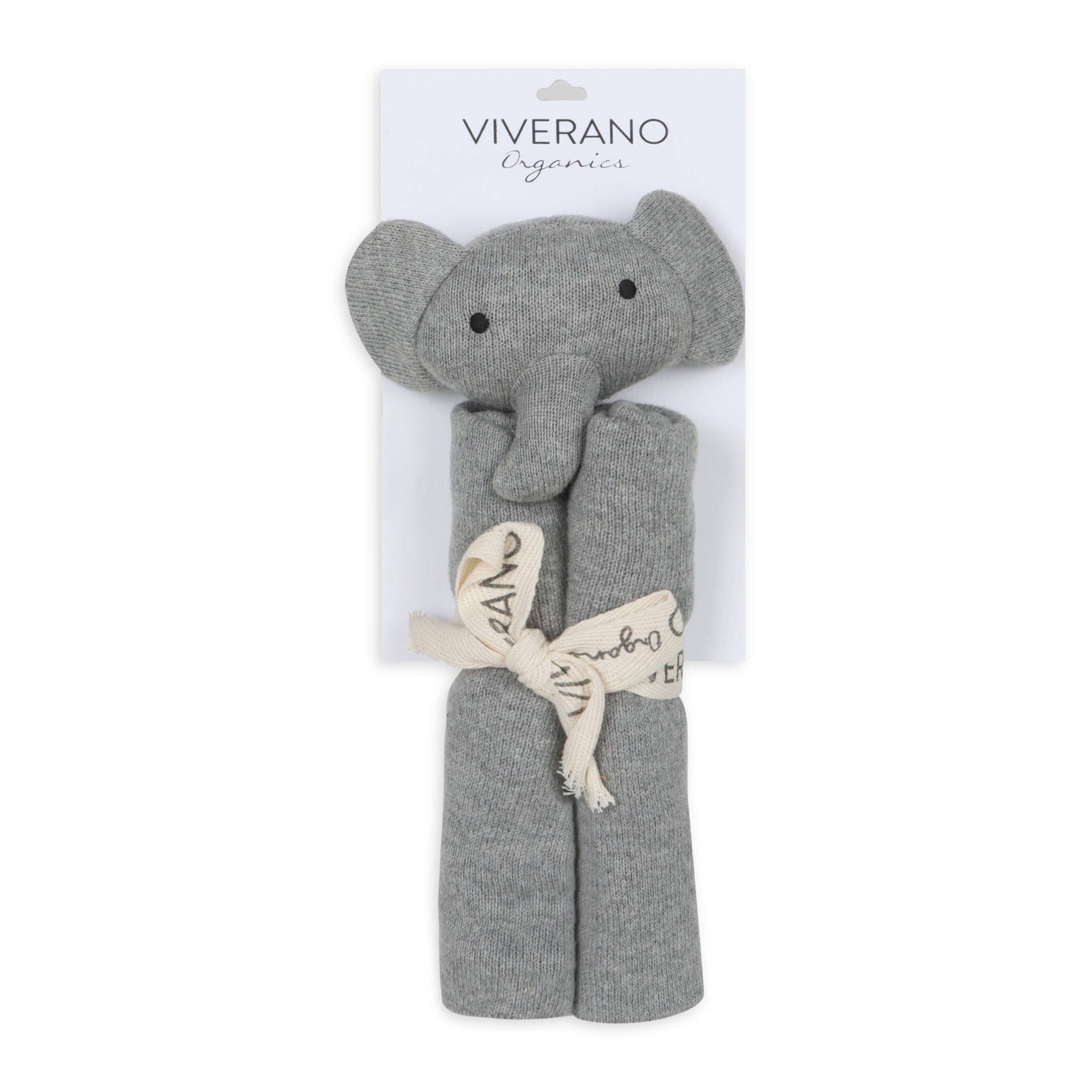 Organic Baby Lovey Security Blanket Cuddle Cloth - Elephant