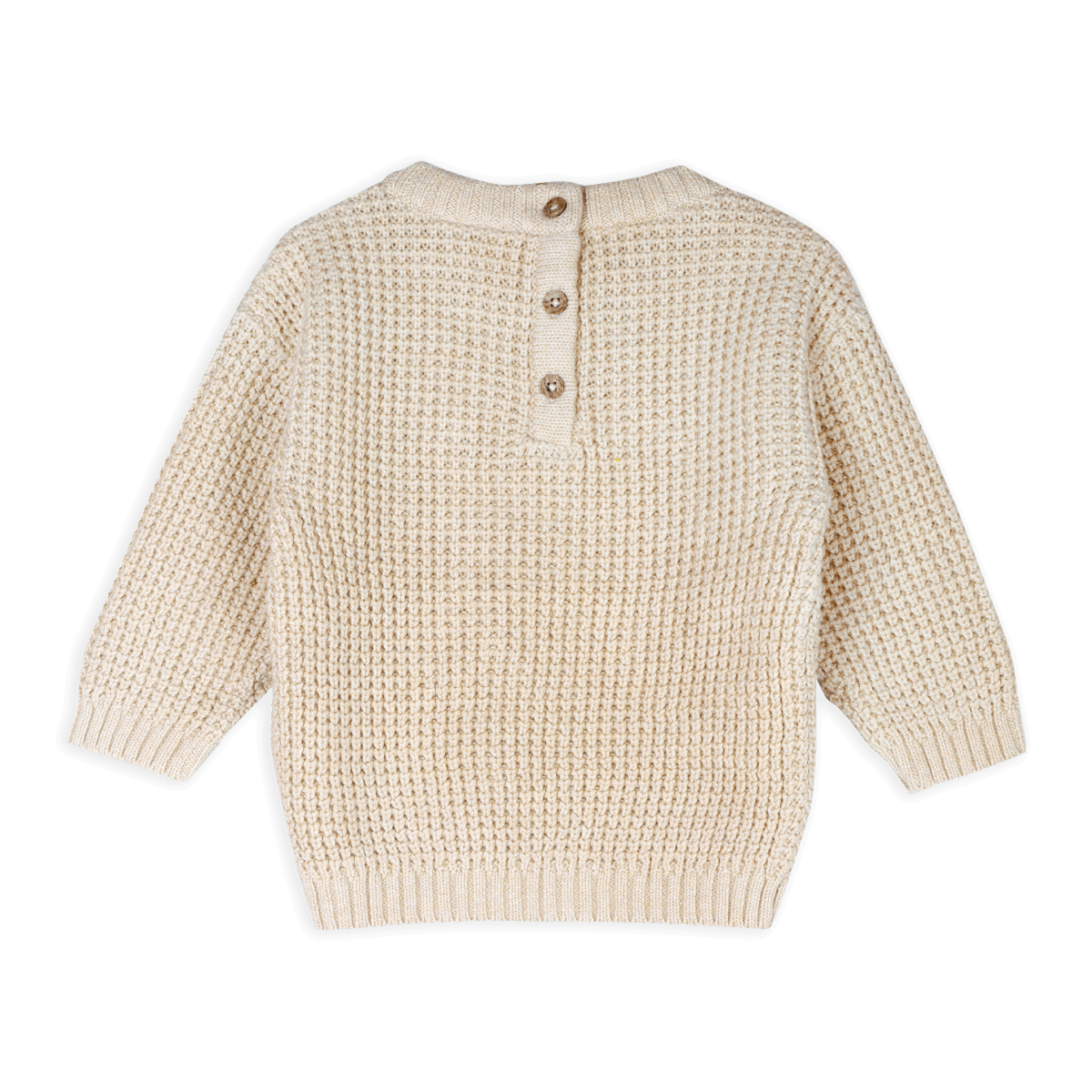 Viverano Organics baby top in beige with button back and textured knit organic cotton wear