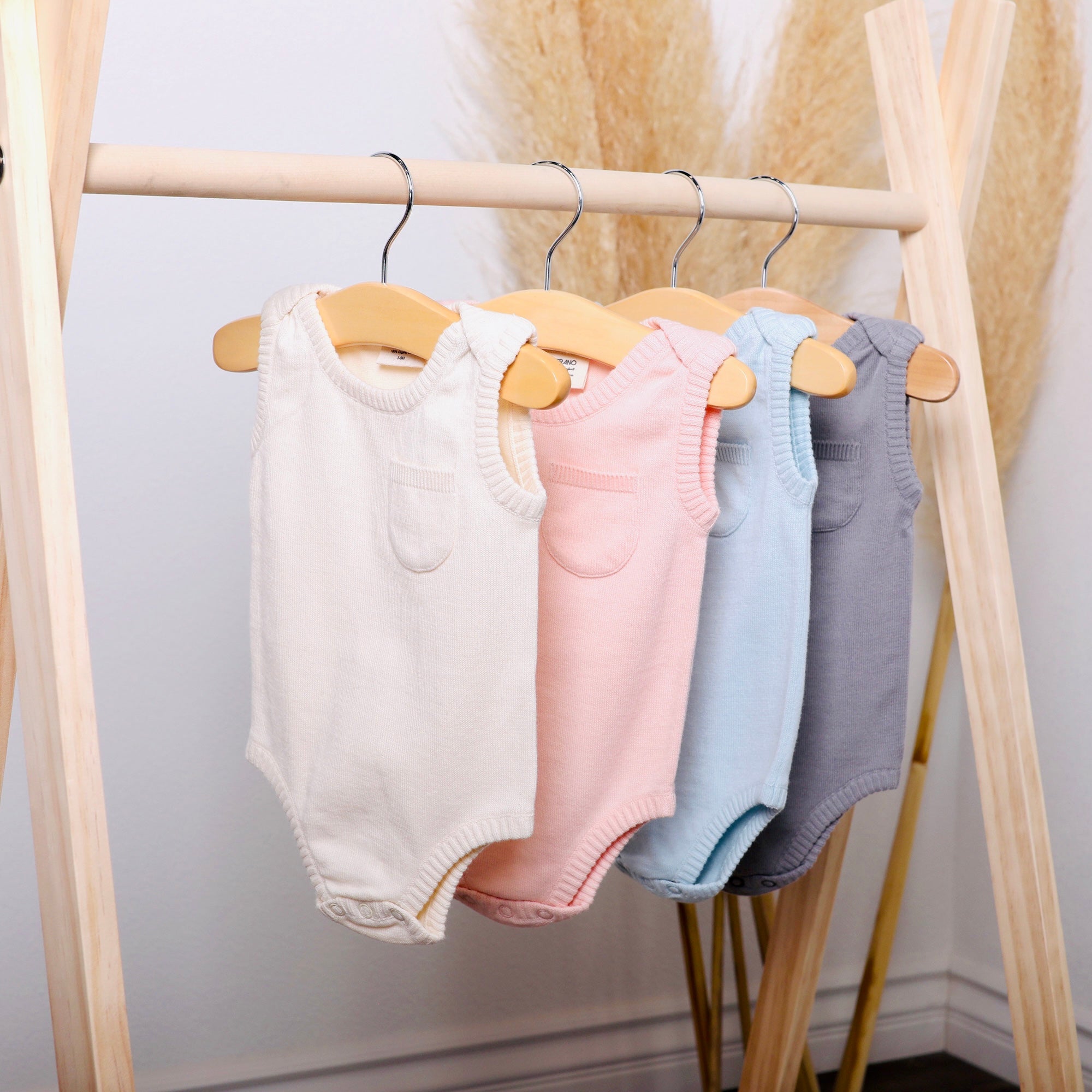 Milan Organic Knit Sleeveless Baby Bodysuit (4 Colors)
