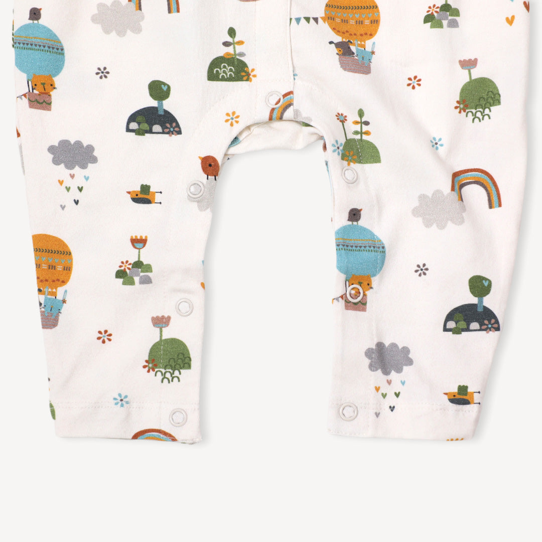 Fly Away Balloon Ruffle & Button Baby Jumpsuit Romper (Organic Cotton)