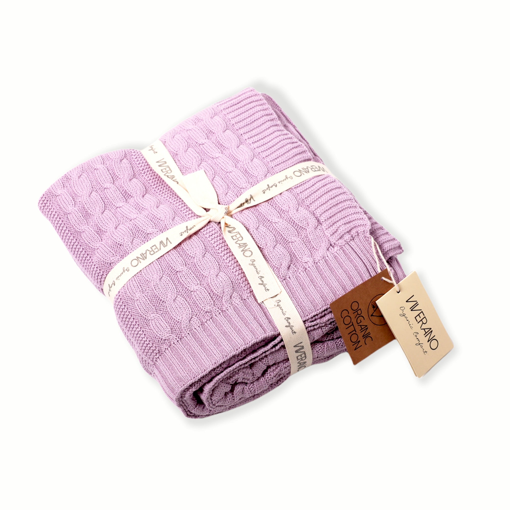 Pure Organic Cotton Cable Knit Throw Blanket 50x70 (7 Colors)