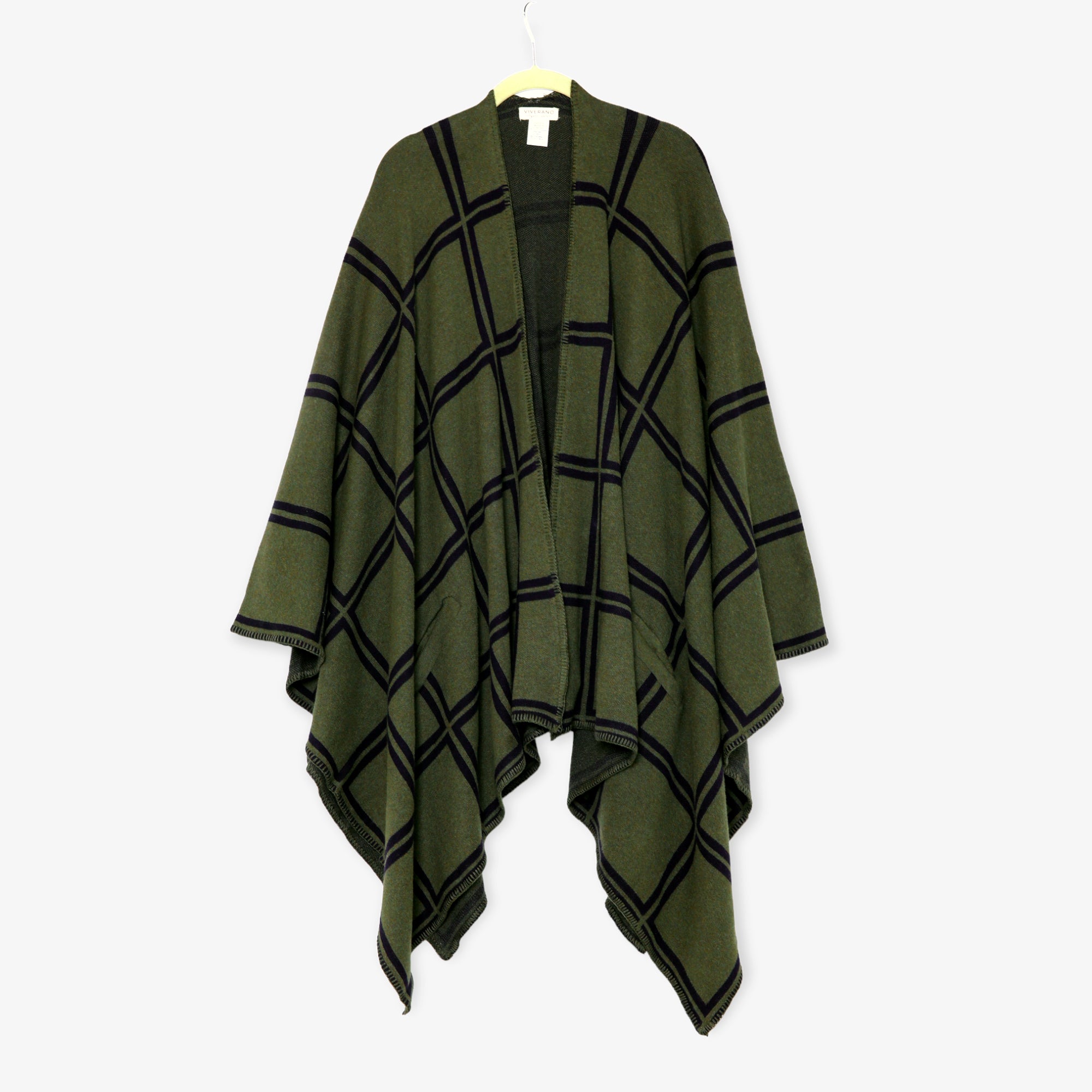 Viverano Gaia Eco-Chic Jacquard Knit Women's Travel Blanket Wrap - Checks (Organic Cotton)