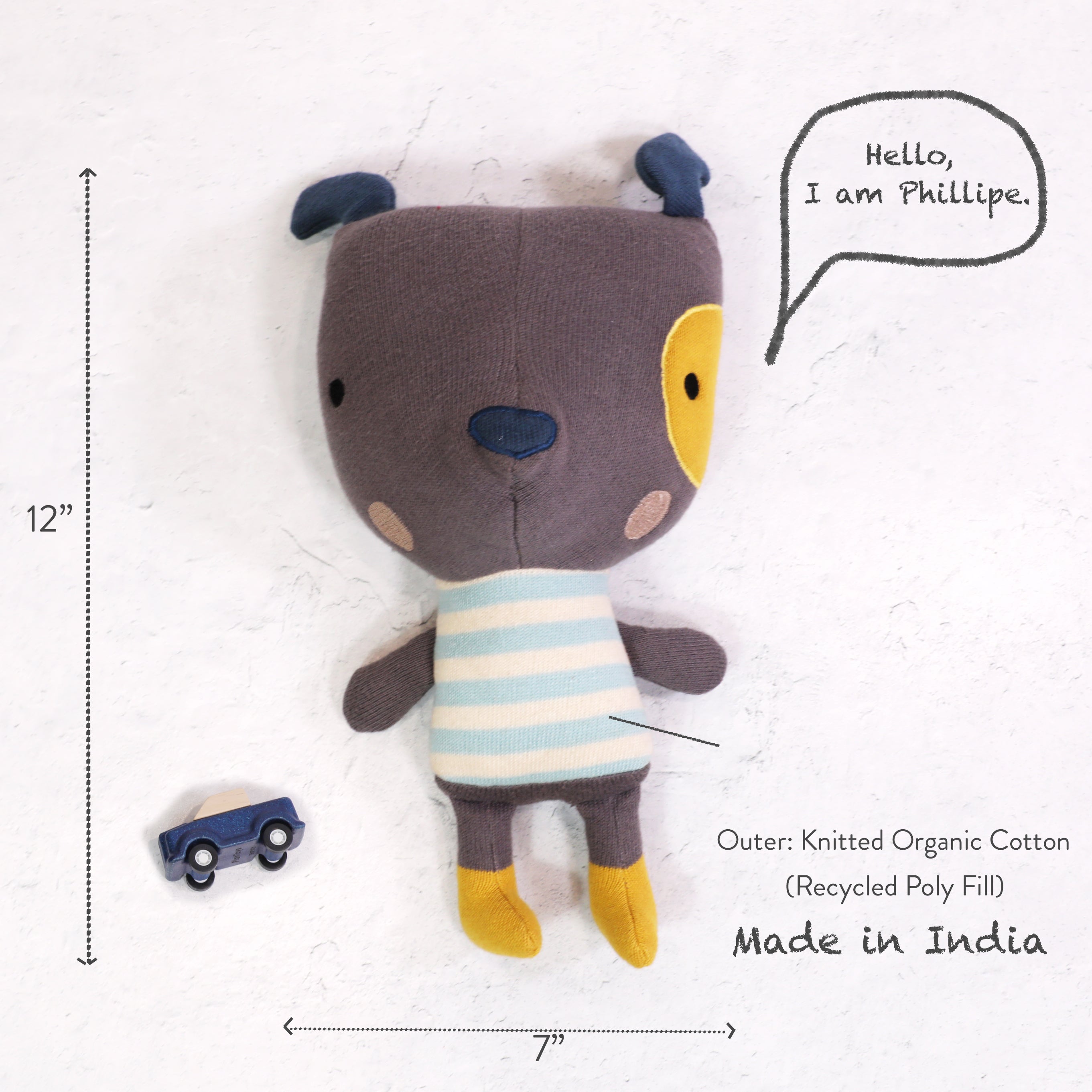 Phillipe Dog - Organic Fine Knit Stuffed Animal Baby Toy (2 Colors)