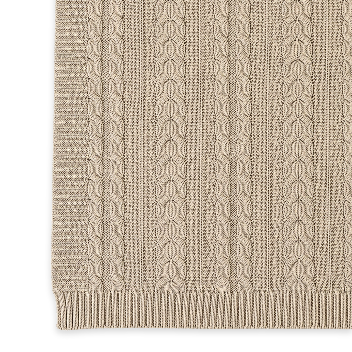 Pure Organic Cotton Cable Knit Throw Blanket 50x70 (Brown)