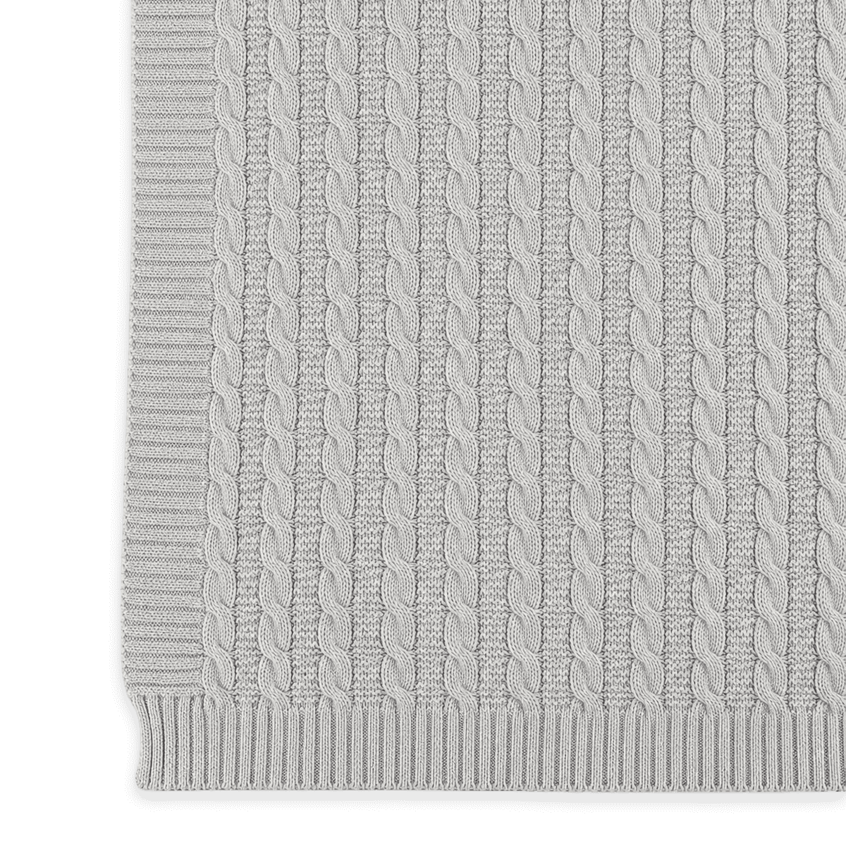 Pure Organic Cotton Cable Knit Throw Blanket 50x70 (Heather Grey)