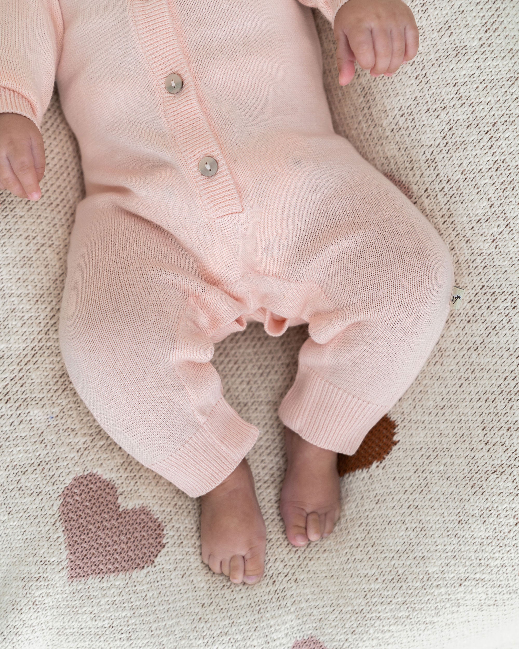 Milan Knit Organic Cotton Baby Pocket Jumpsuit Blush Length