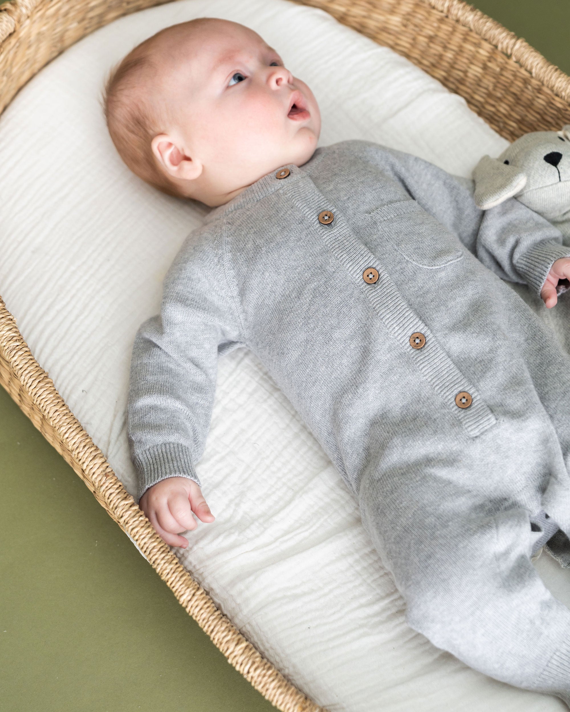 Milan Knit Organic Cotton Baby Pocket Jumpsuit Heather Grey Texture