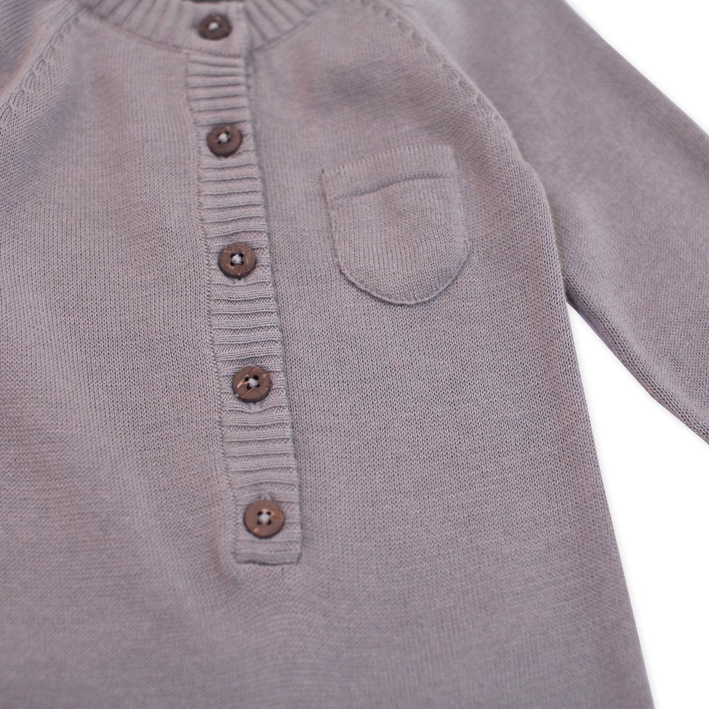 Milan Knit Baby Classic Coverall Jumpsuit  - Grey