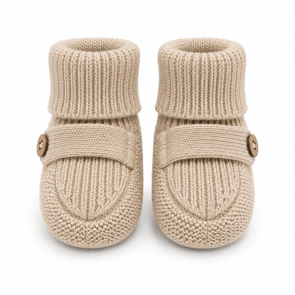 Organic Cotton Oat Heather Milan Knit Cozy Baby Booties