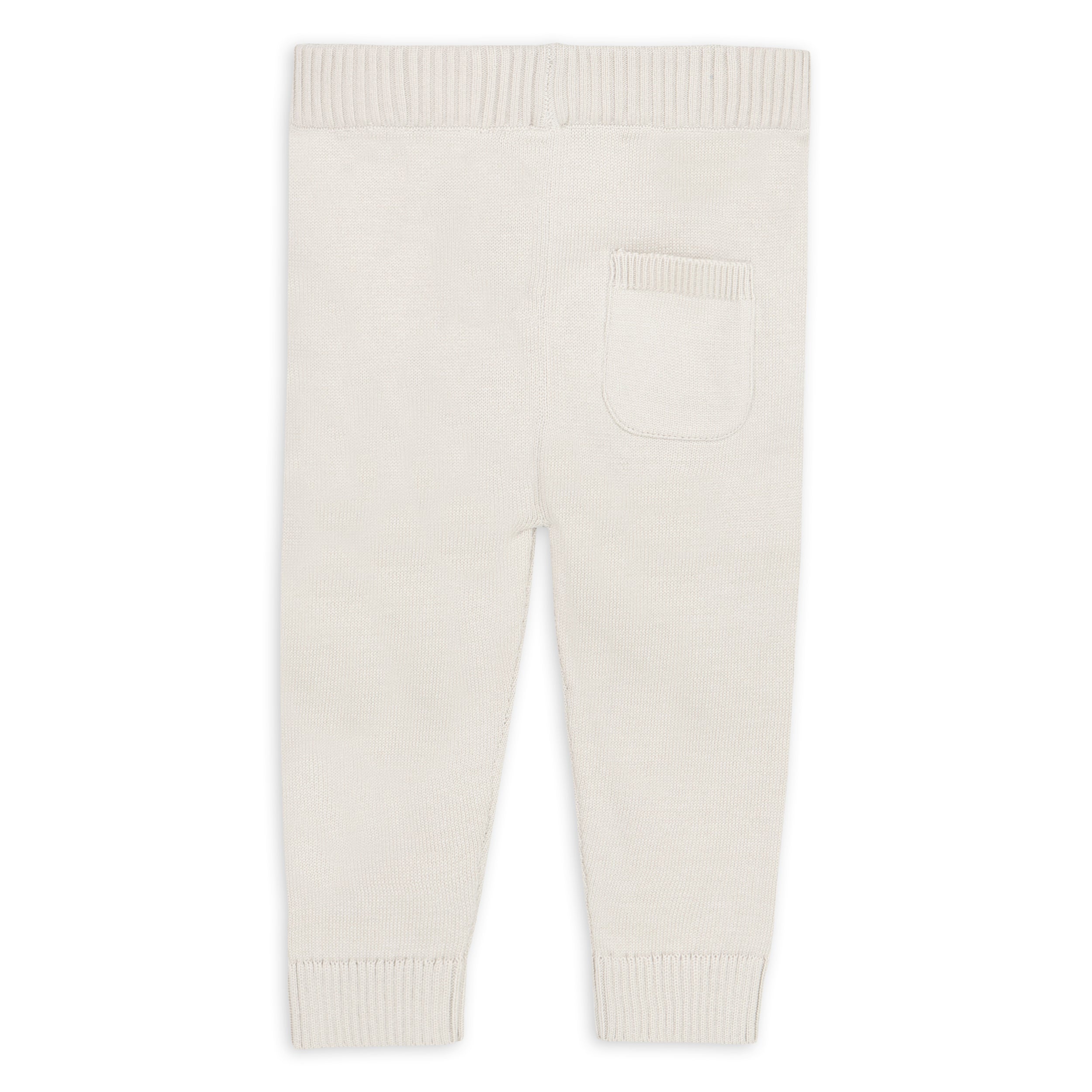 Dove White Milan Knit Baby Pocket Pants (Organic Cotton) Back