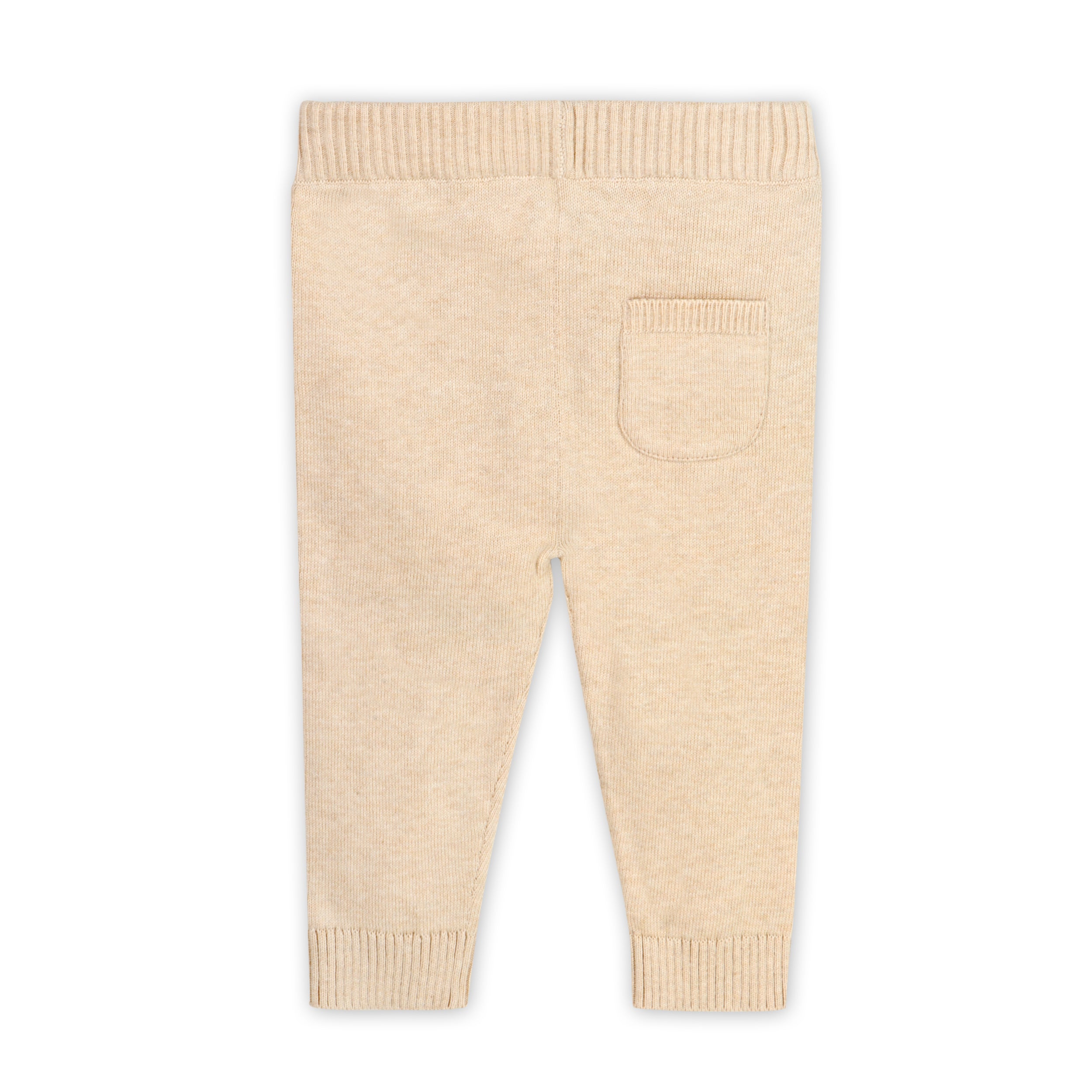 Oat Heather Milan Knit Baby Pocket Pants (Organic Cotton) Back