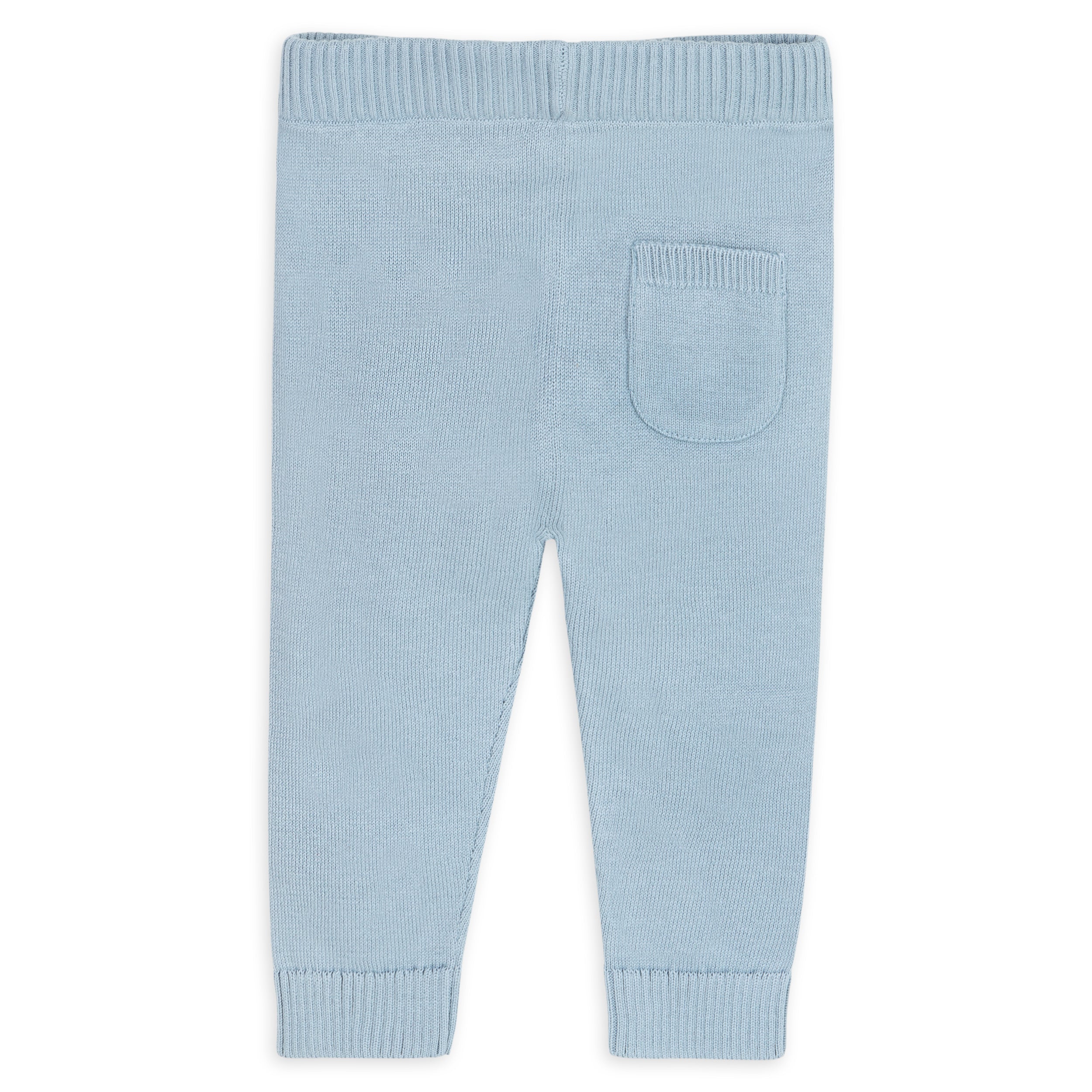 Sky Blue Milan Knit Baby Pocket Pants (Organic Cotton) Back