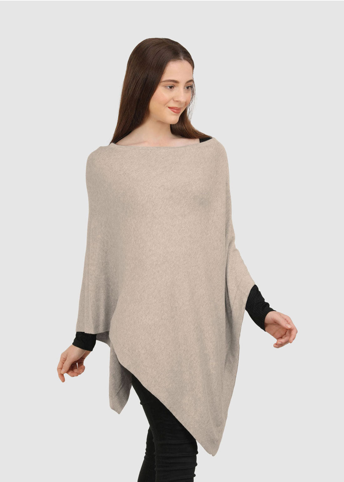 Boat Neck Organic Women's Poncho Wrap -  Oatmeal Heather