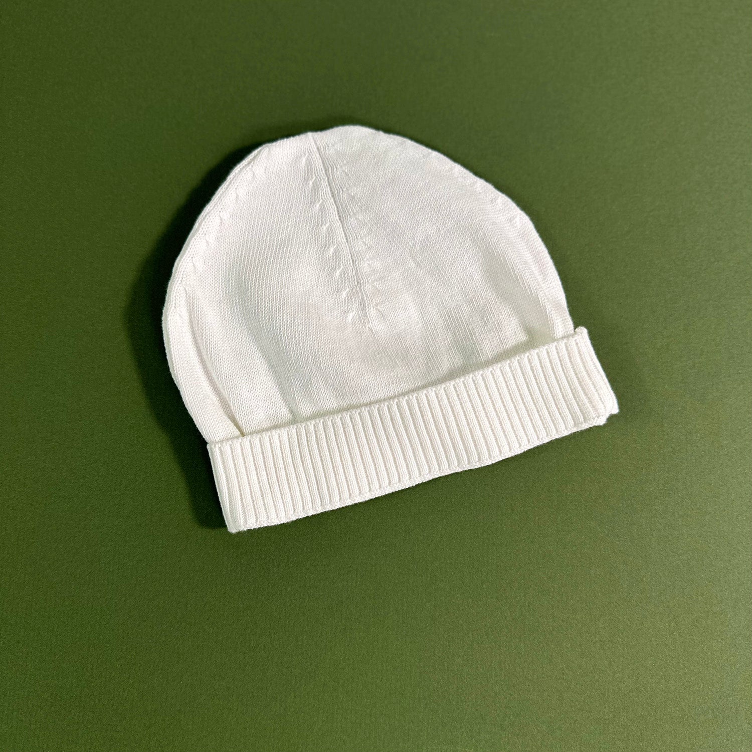 Milan Dove White Round Hat Sweater Knit Baby Beanie Hat (Organic)
