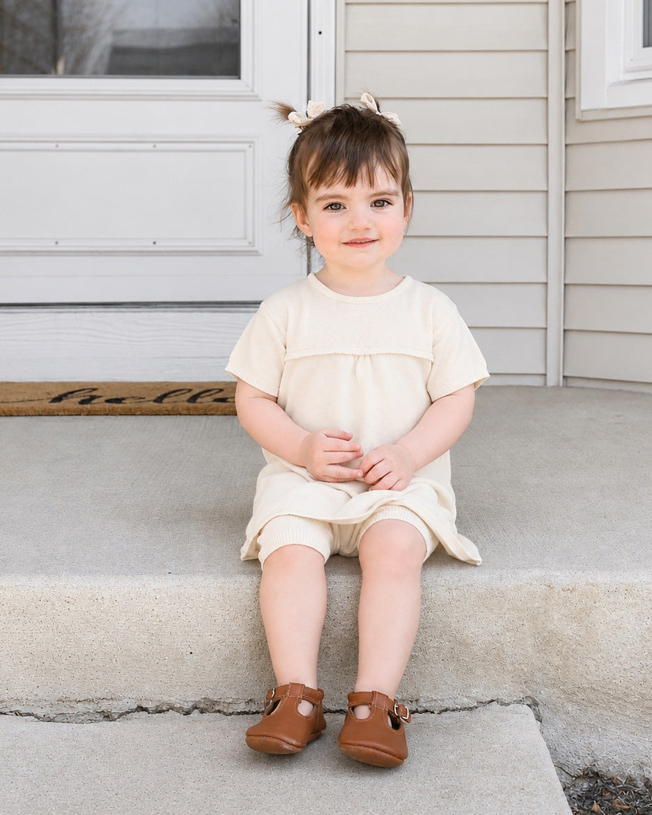 Milan Short Sleeve Organic Knit Baby Dress