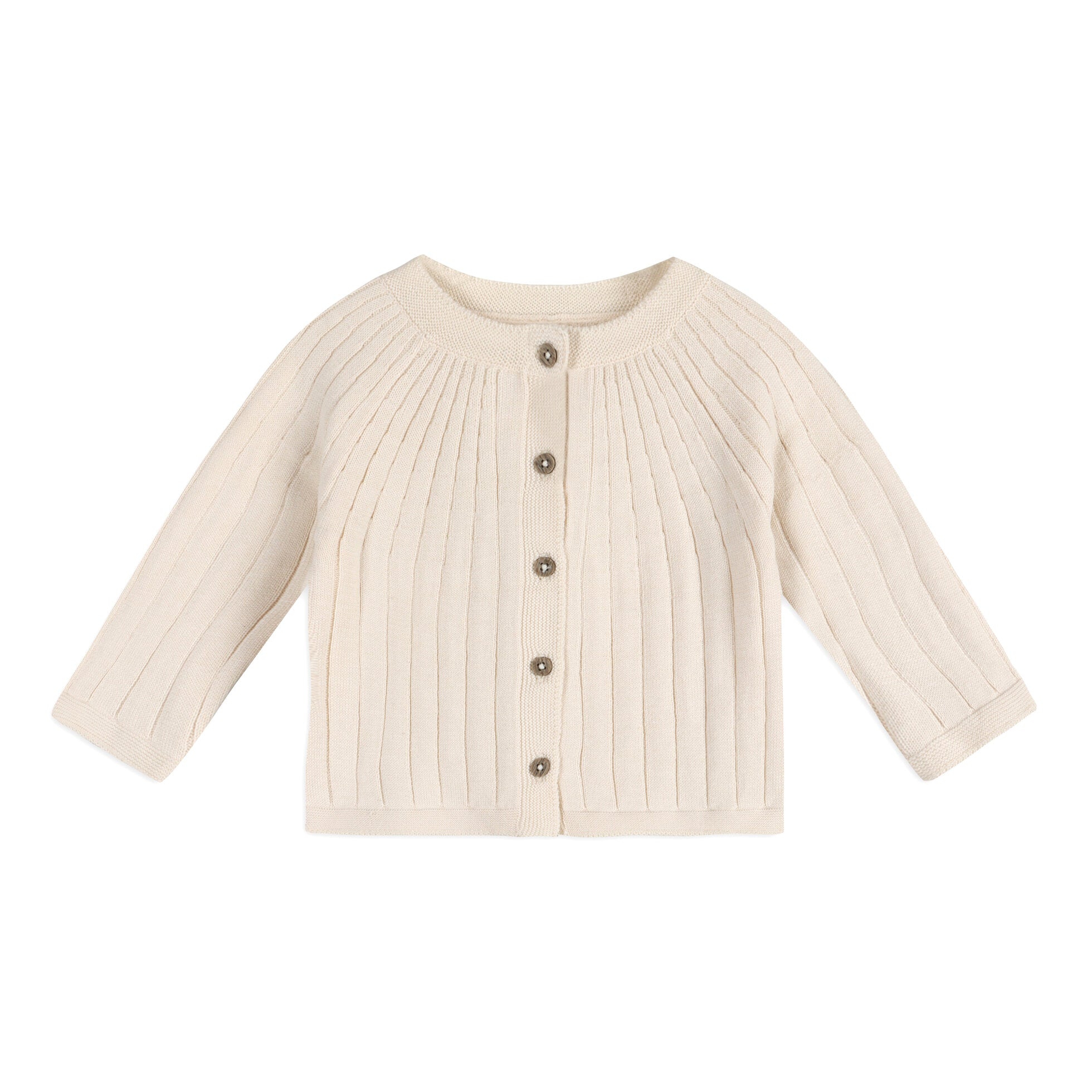 Milan Knit Baby Girl Rib Cardigan Sweater (Organic Cotton) - 2 Colors
