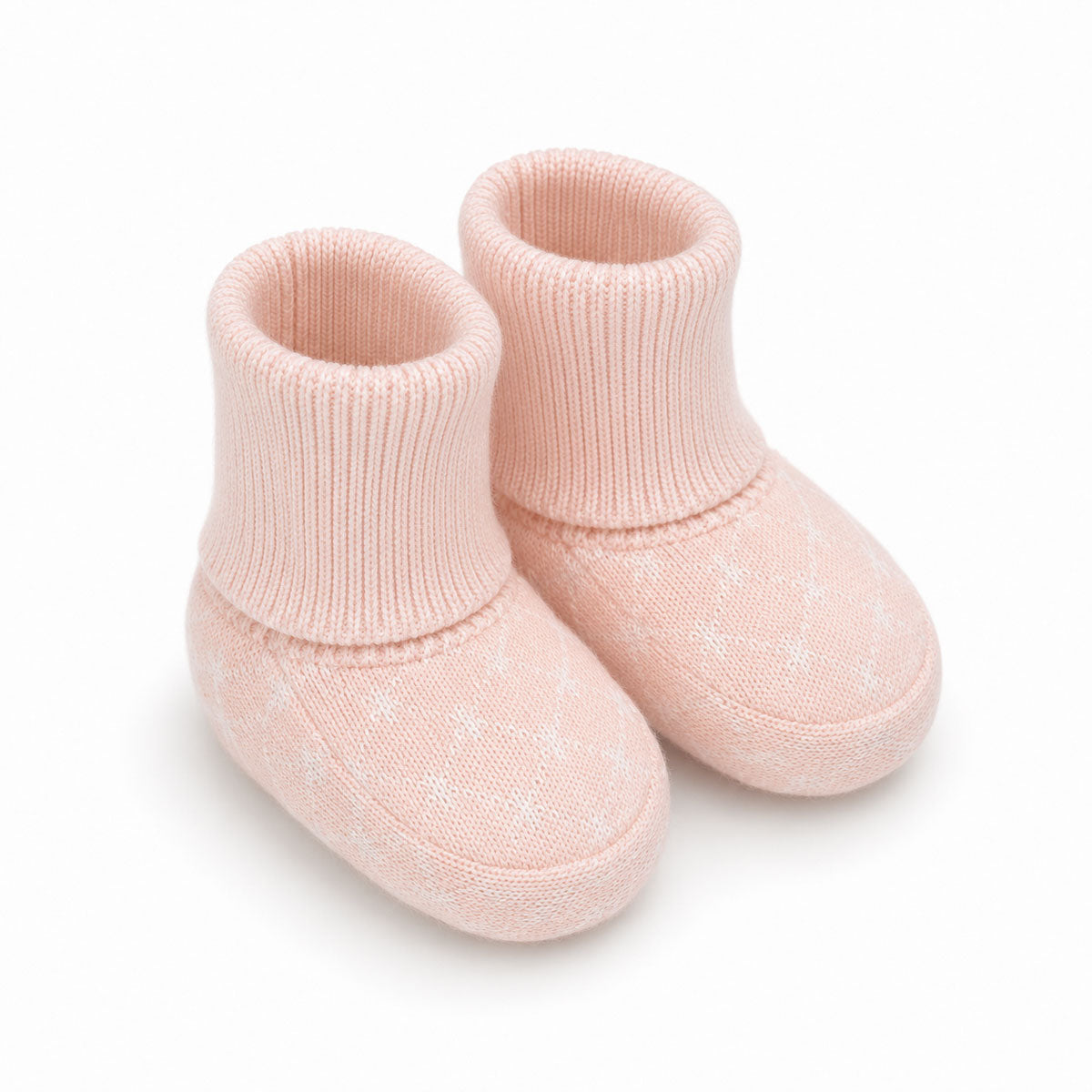 Organic Cotton Milan Knit Baby Jacquard Booties, Blush