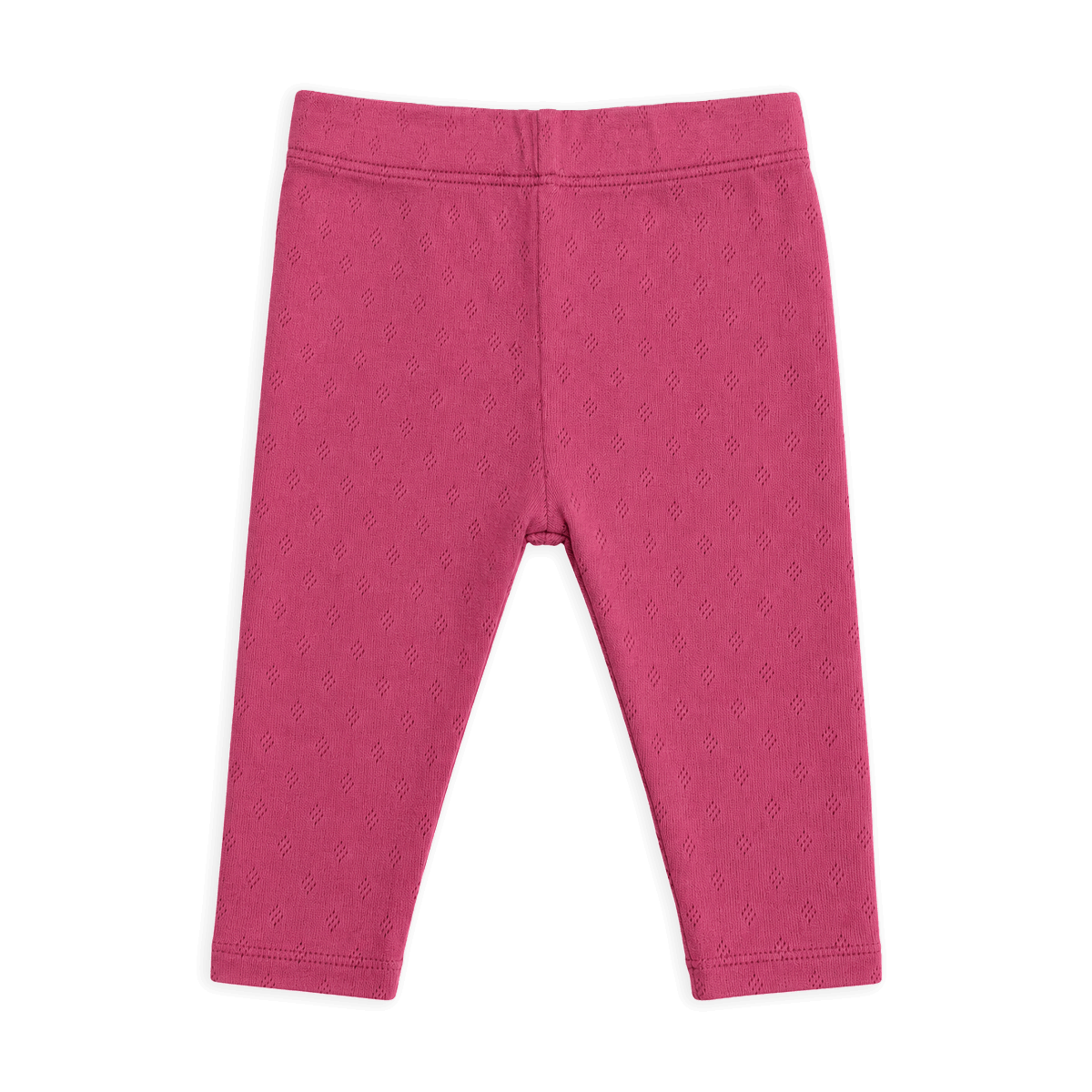 Raspberry Rose Pointelle Stretch Knit Baby Leggings Pants, Organic Cotton