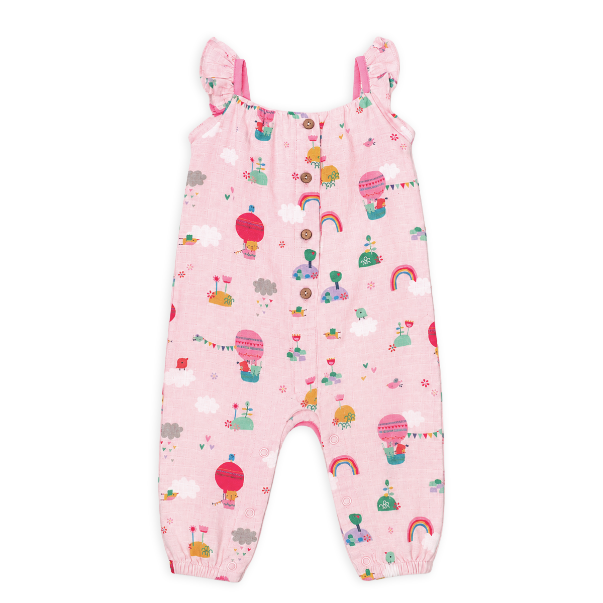 Organic Muslin Balloon Ruffle Sleeveless Baby Girl Jumpsuit - Viverano