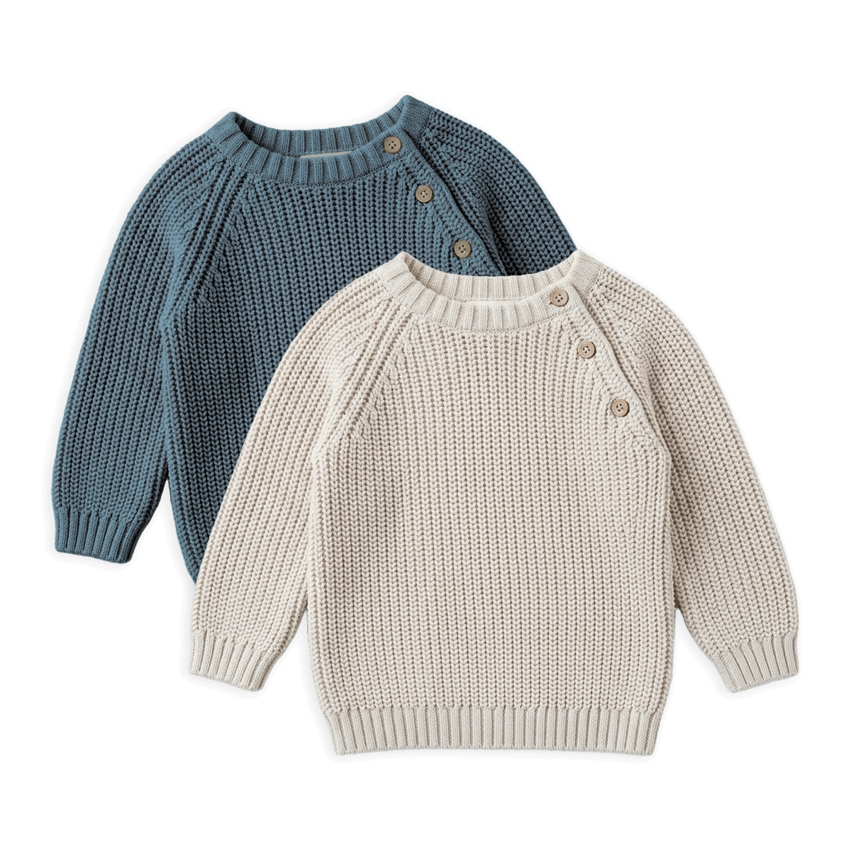 Classic Chunky Knit Baby Pullover Sweaters, Organic Cotton