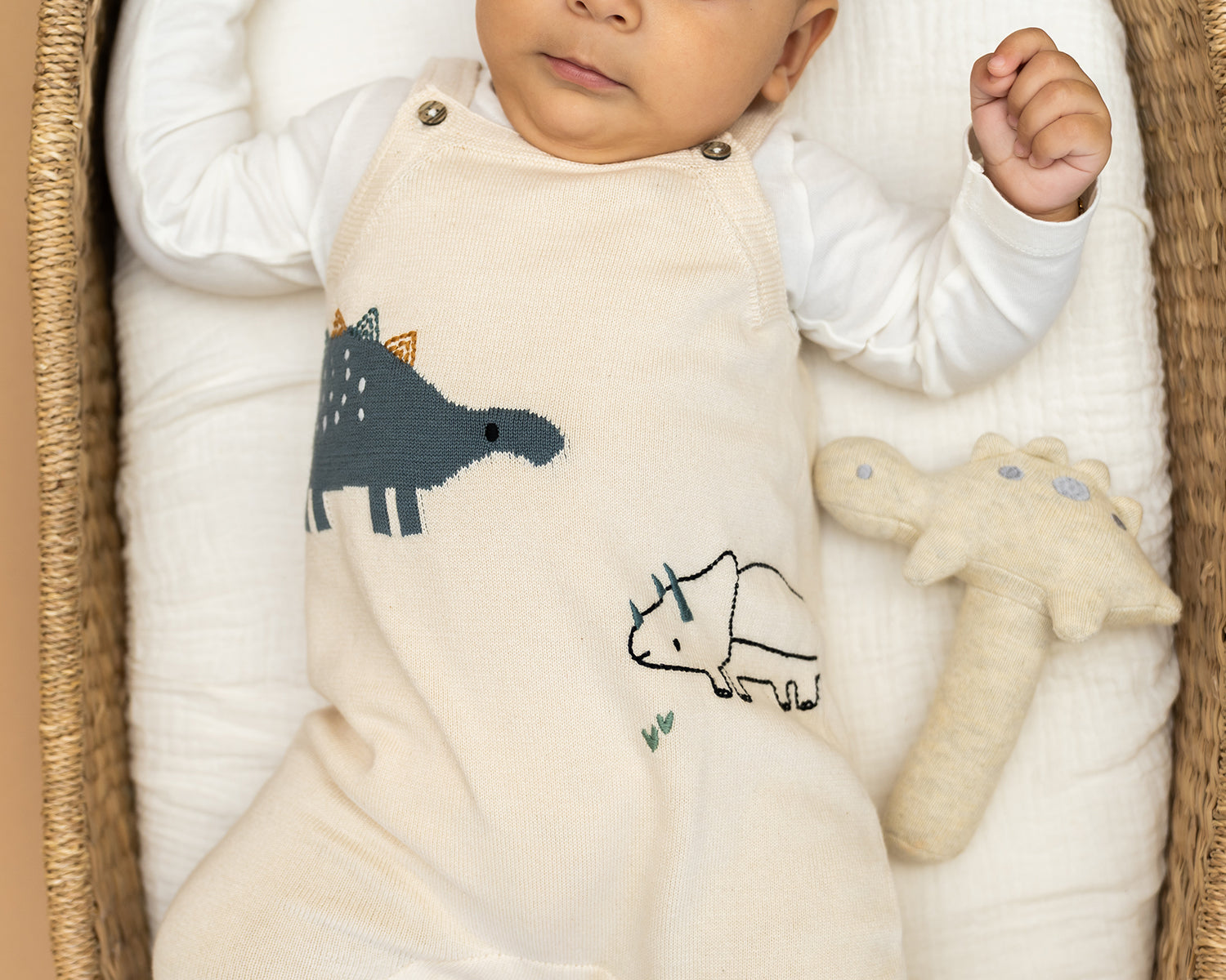 Dino Jacquard Knit Baby Overall Set (Organic)