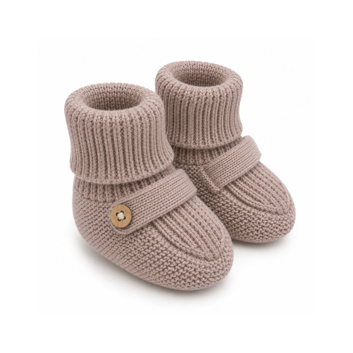 Café Latte Classic Knit Baby Booties Shoes, Organic Cotton