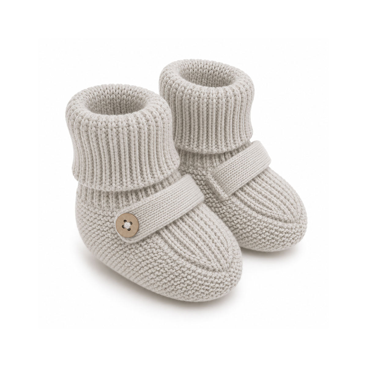Stone Classic Knit Baby Booties Shoes, Organic Cotton