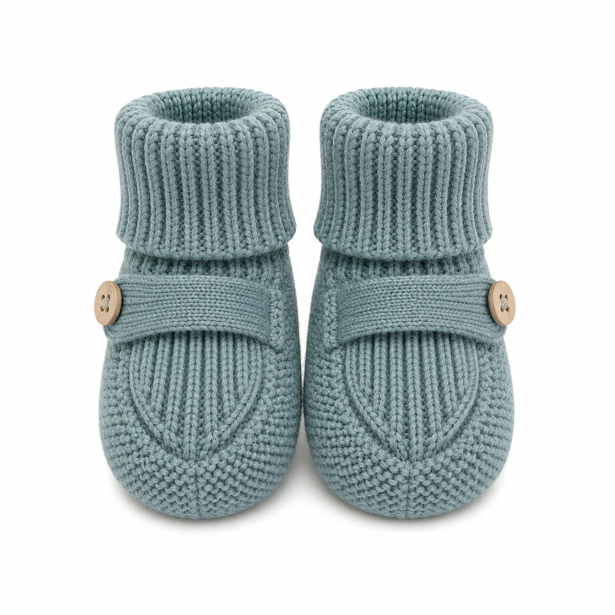 Organic Cotton Classic Knit Baby Booties Shoes, Teal Blue