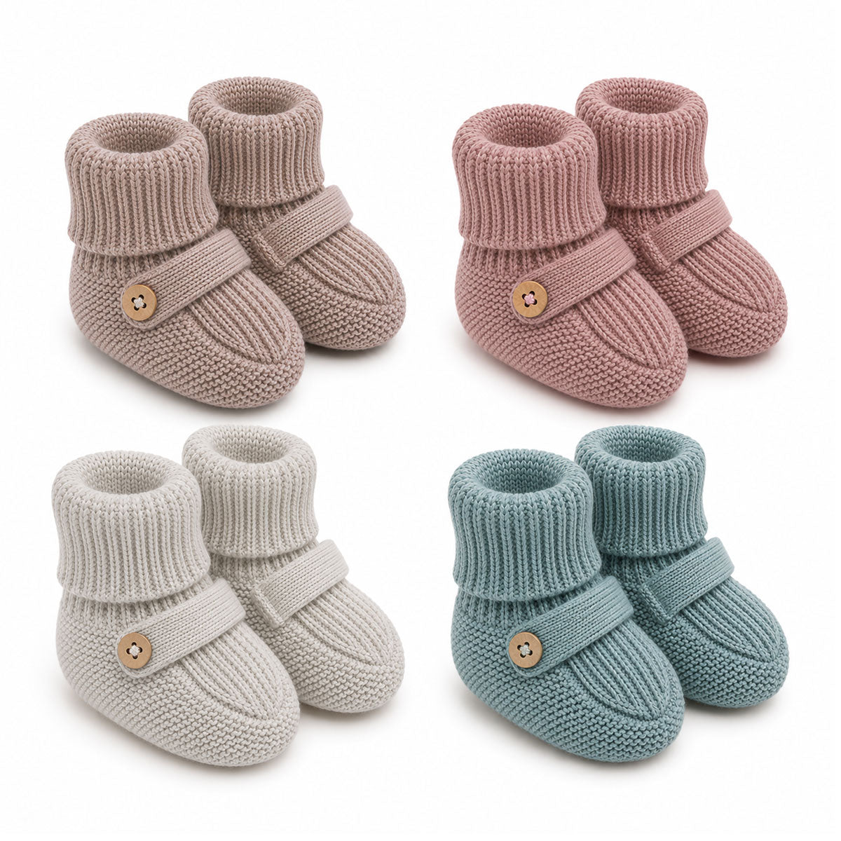 Classic Knit Baby Booties Shoes, Organic Cotton