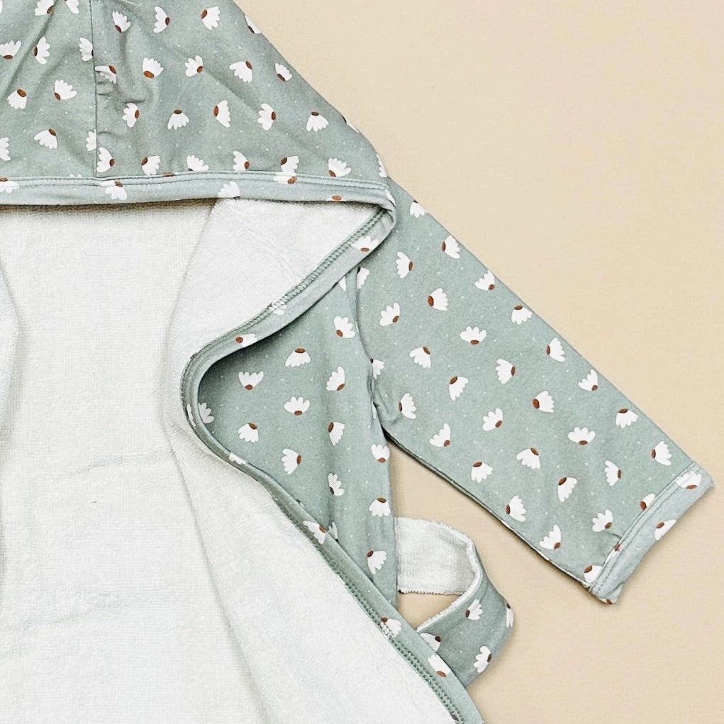 Floral Hooded Baby Bath Robe (Organic Cotton) by Viverano Organics