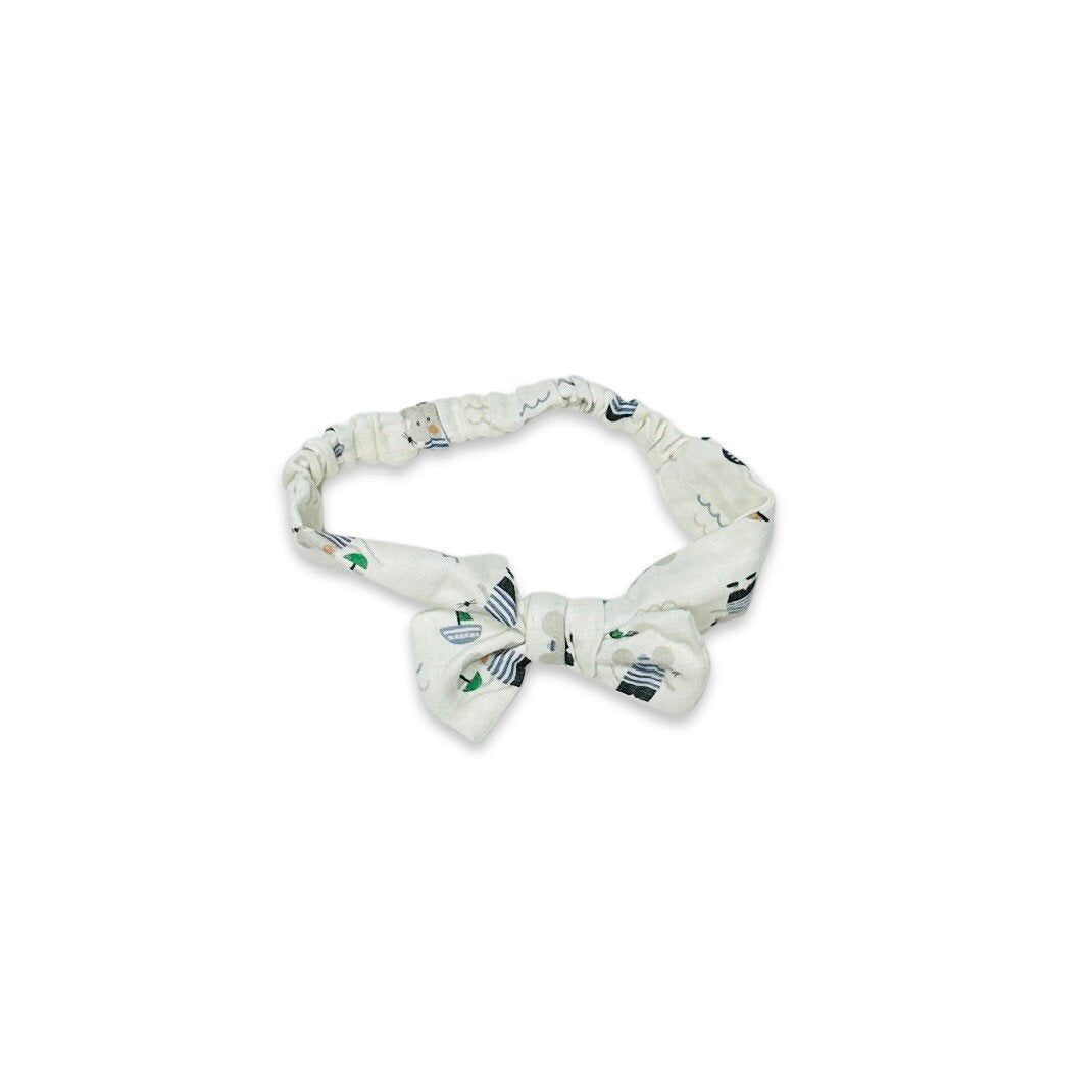 Mouse Sailor Bow Baby Headband (Organic Muslin)