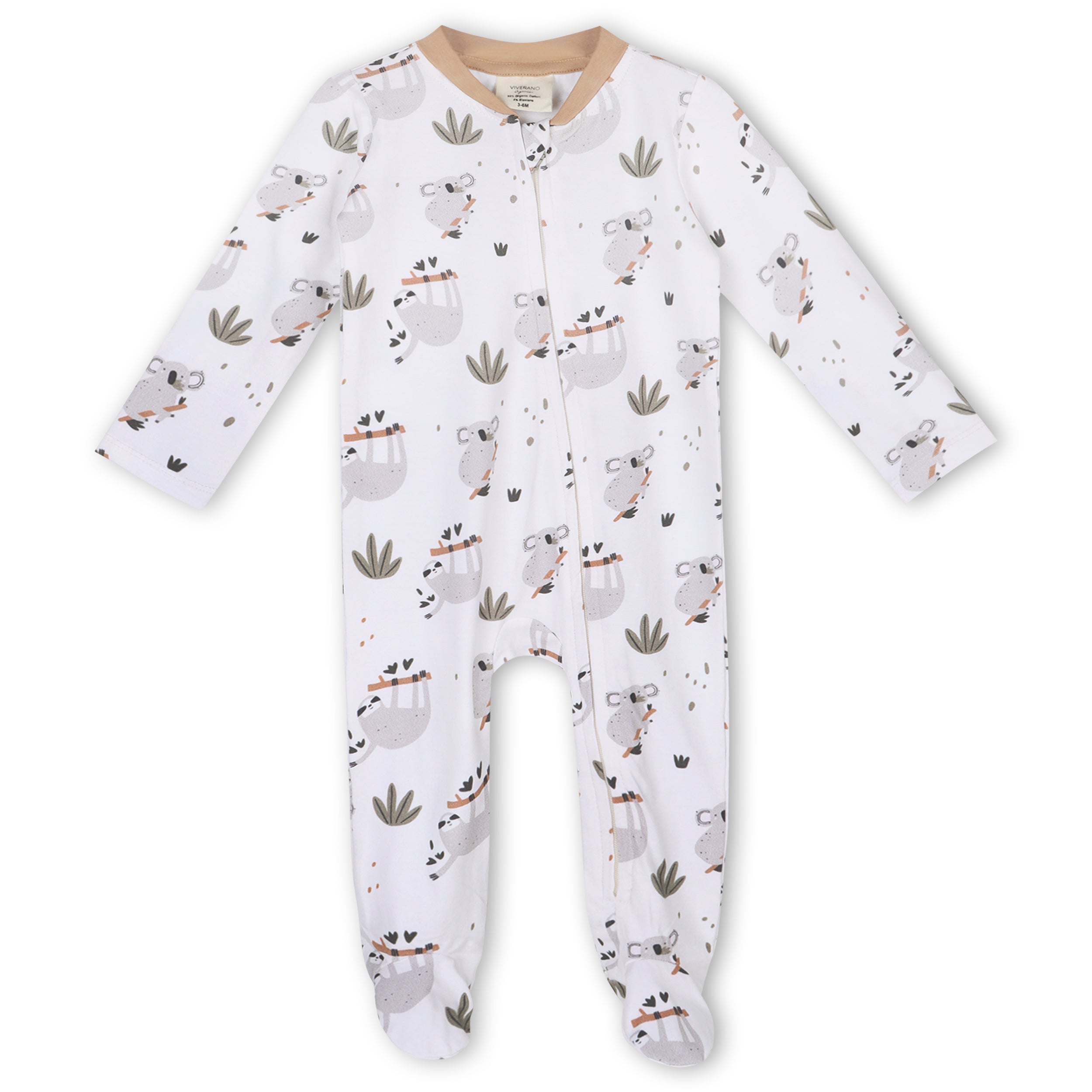 Sloth Koala Baby Zipper Footie Jumpsuit (Organic Jersey)