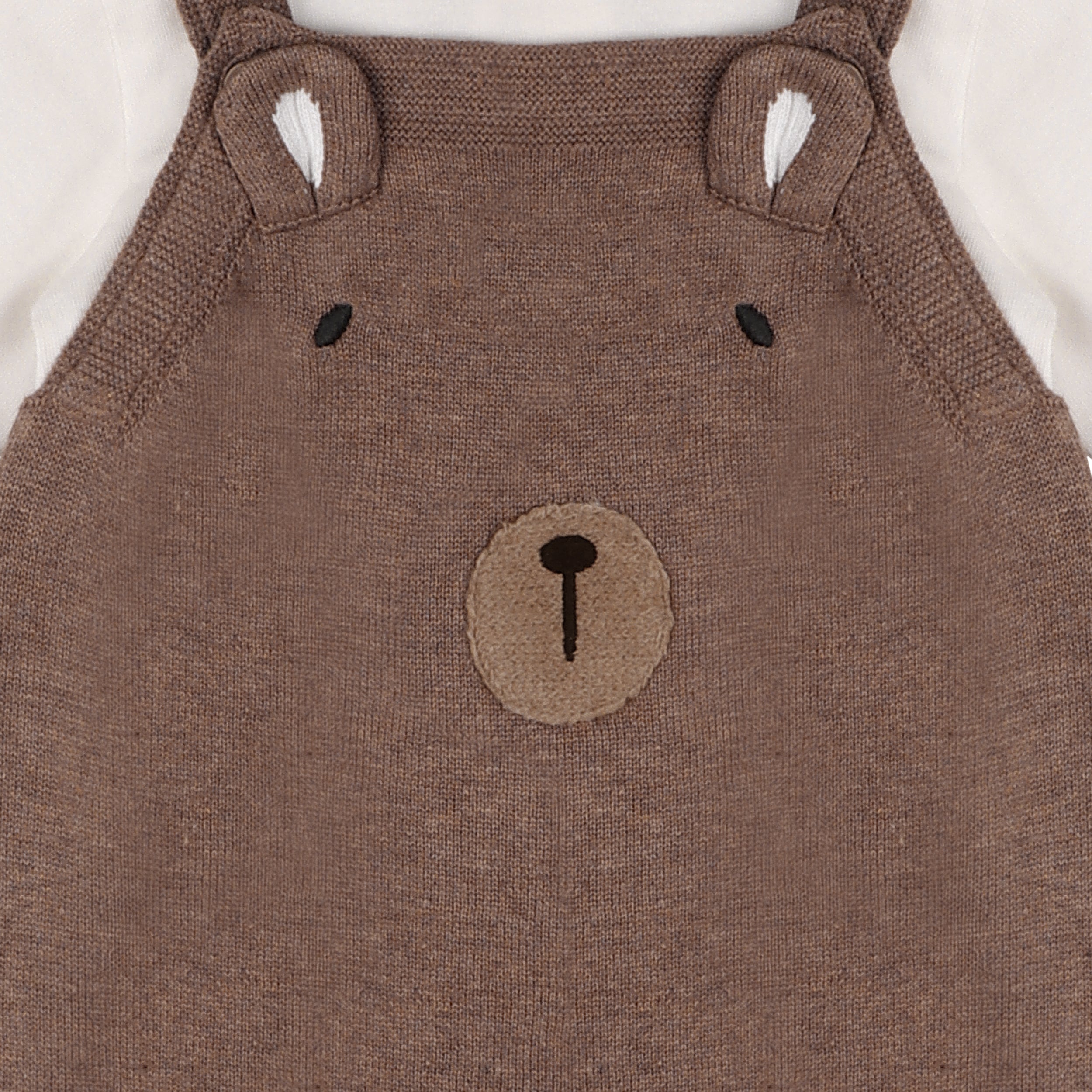 Bear Embroidered Sweater Knit Baby Overall & Bodysuit Set (Organic Cotton)