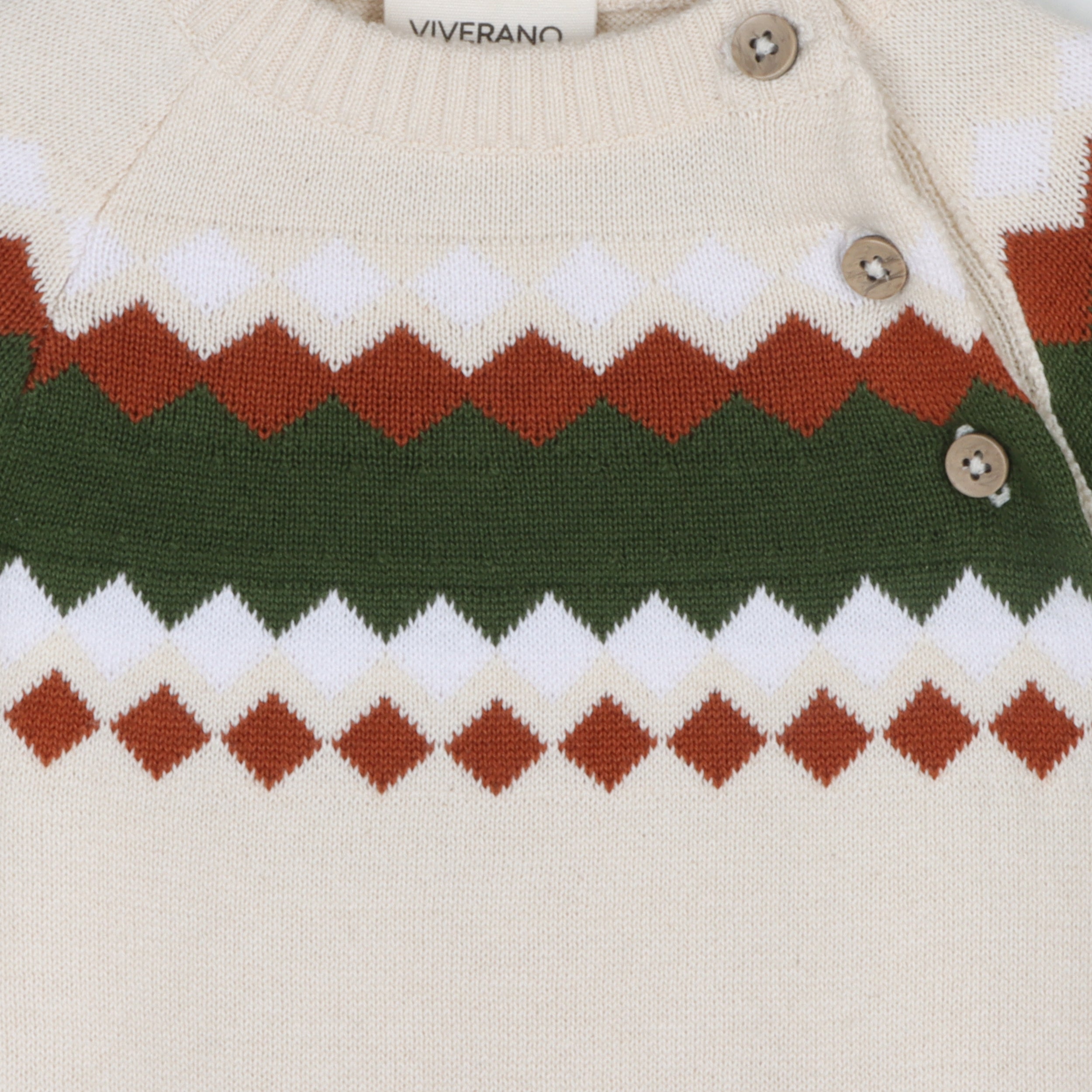 Fair Isle Jacquard Sweater Knit Baby Jumpsuit (Organic Cotton)
