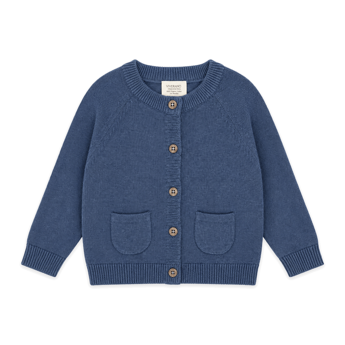 Milan Heather Knit Button Baby Cardigan Organic Cotton - Indigo Heather