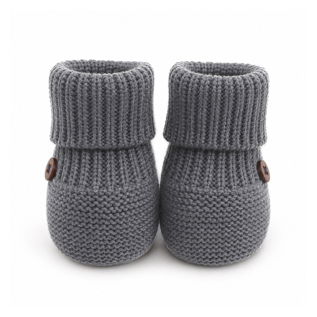 Milan Heather Knit Newborn Baby Booties, Charcoal Heather - Back