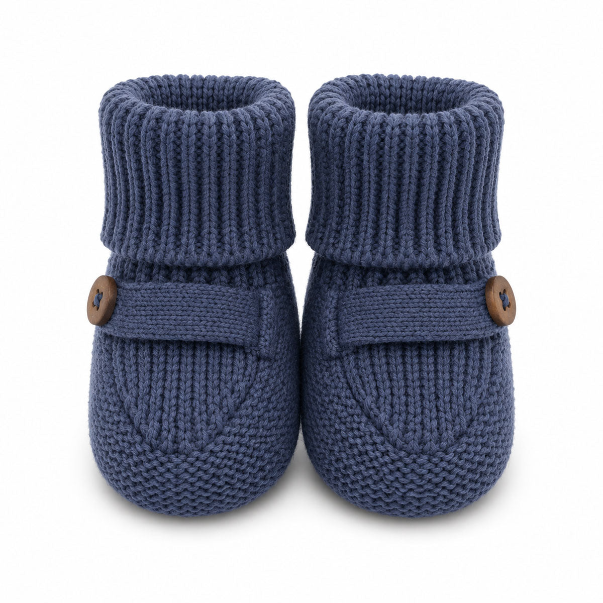 Milan Heather Knit Newborn Baby Booties, Indigo Heather 