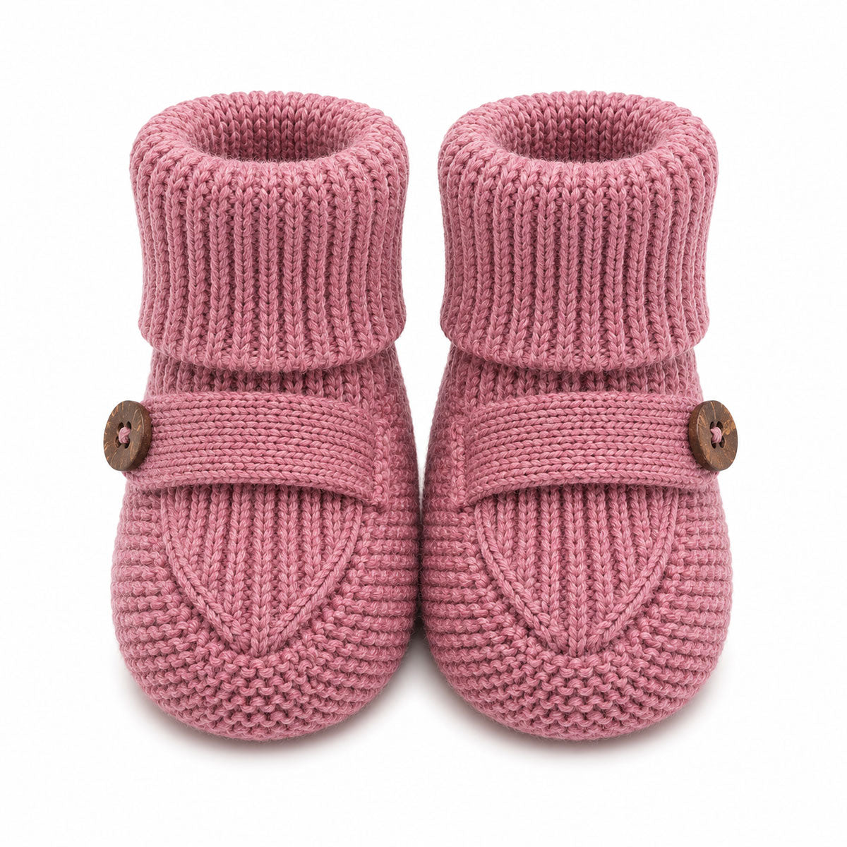 Milan Heather Knit Newborn Baby Booties, Rose Heather 