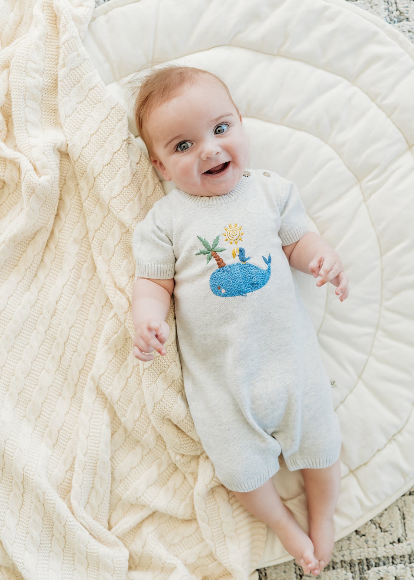 Classic Cable Sweater Knit Baby Blanket (Organic Cotton) - 4 Colors
