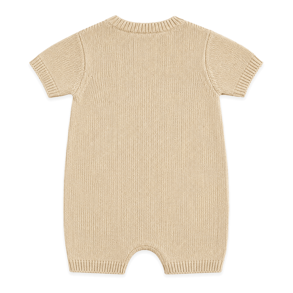 back  of frenchie dog jacquard knit baby romper made with organic cotton