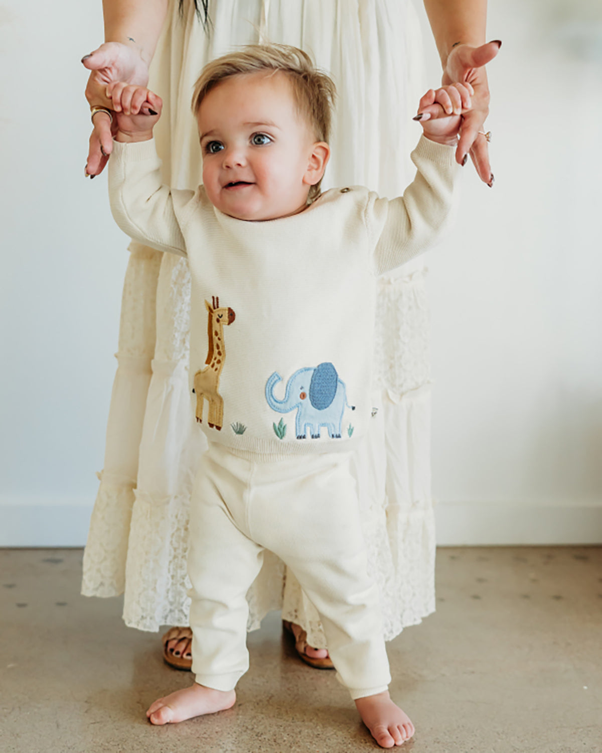 Safari Applique Sweater Knit Baby Pullover (Organic Cotton)