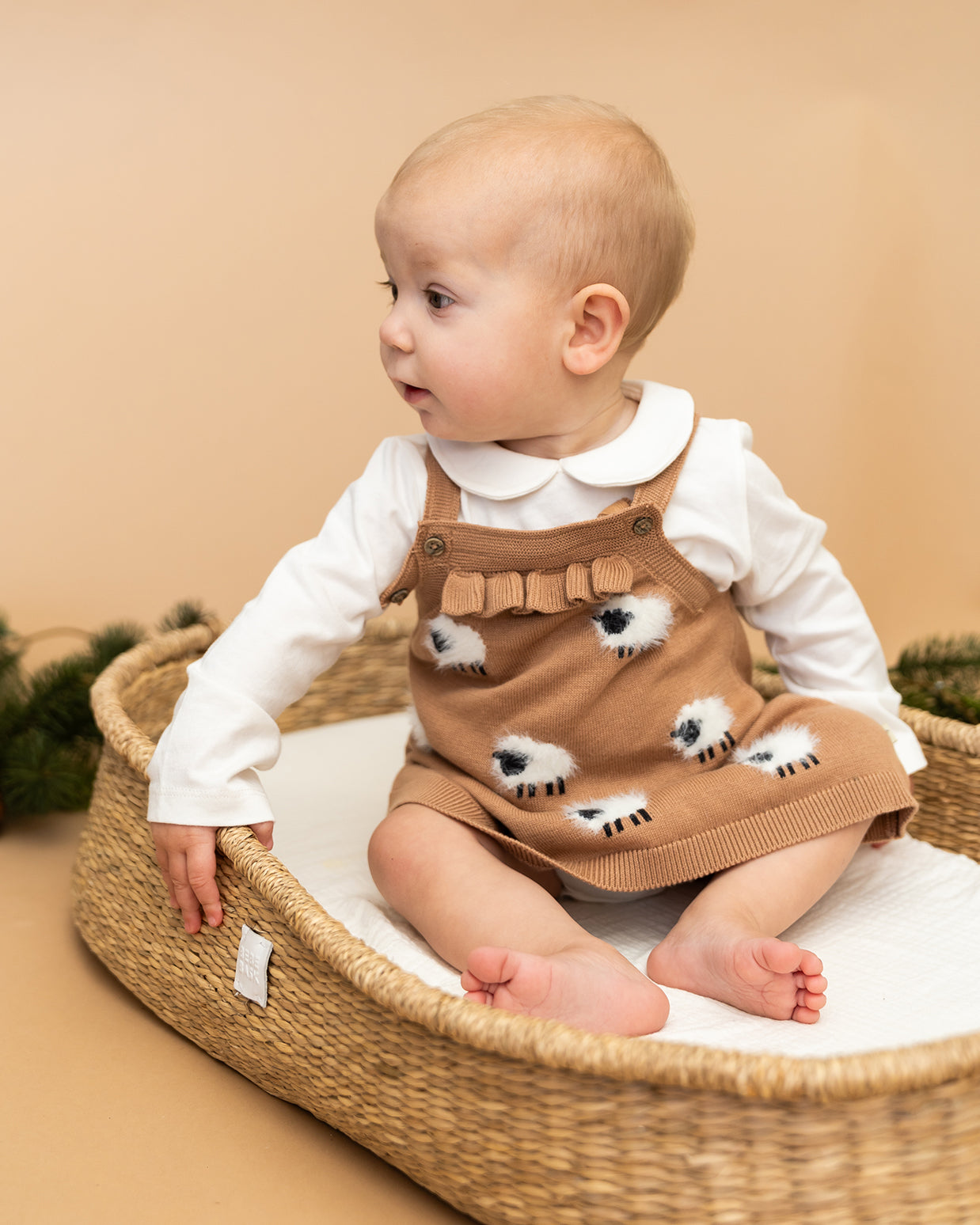 Sheep Jacquard Knit Baby Tunic Dress Set (Organic Cotton)