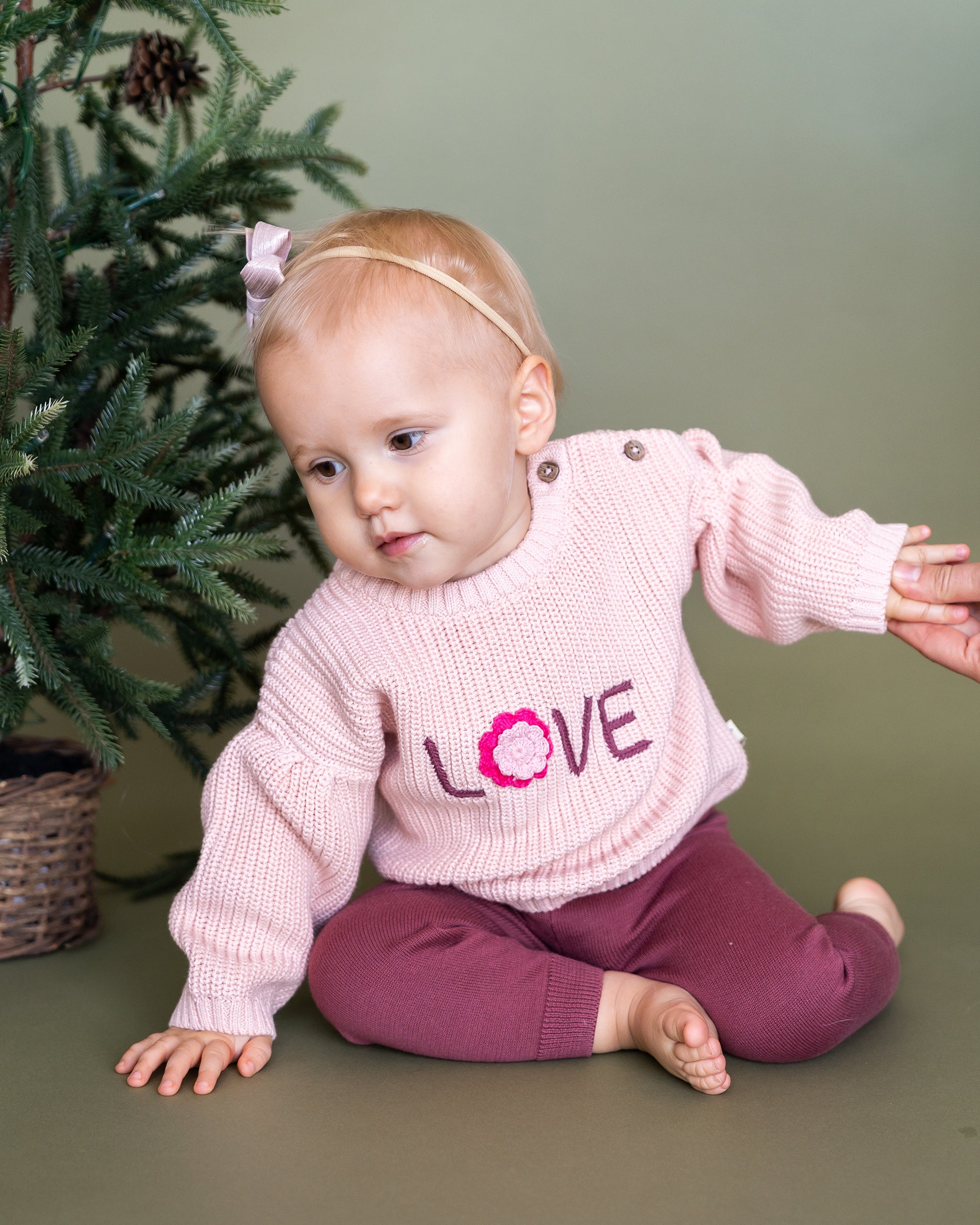 LOVE Embroidered Sweater Knit Baby Pullover (Organic Cotton)