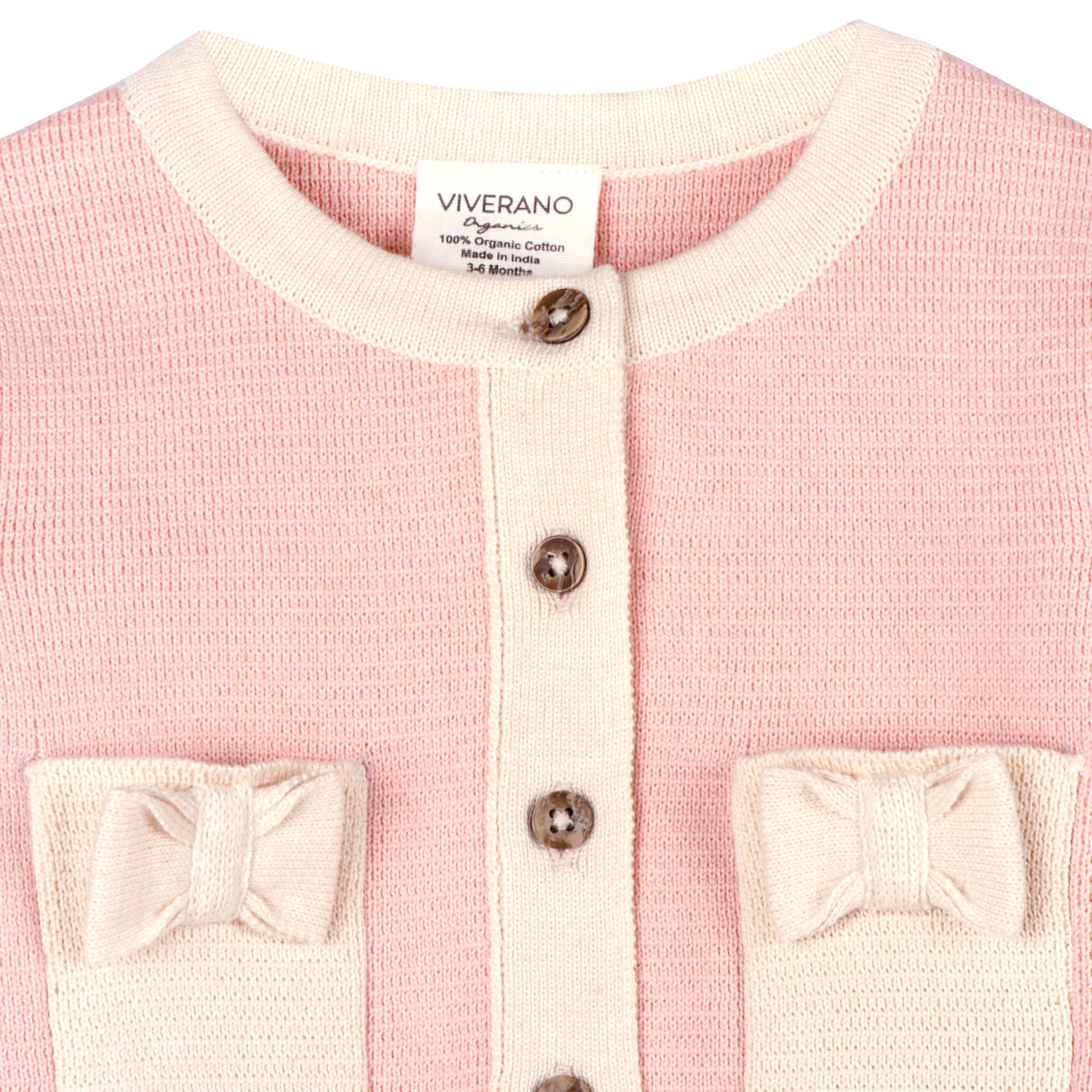Lily Bow Pockets Sweater Knit Baby Cardigan - Top Detail