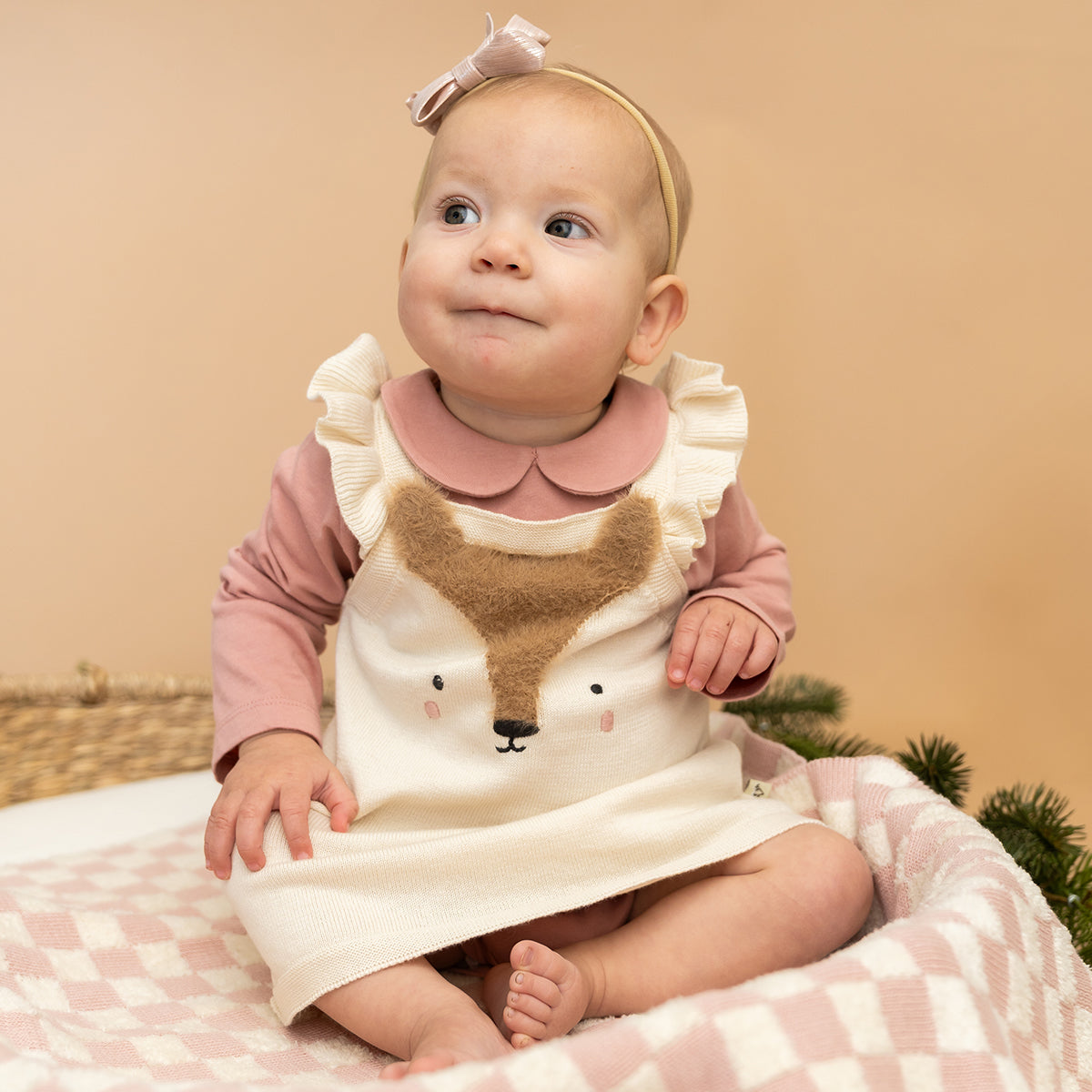 Fox Jacquard Knit Baby Tunic Dress Set (Organic Cotton)