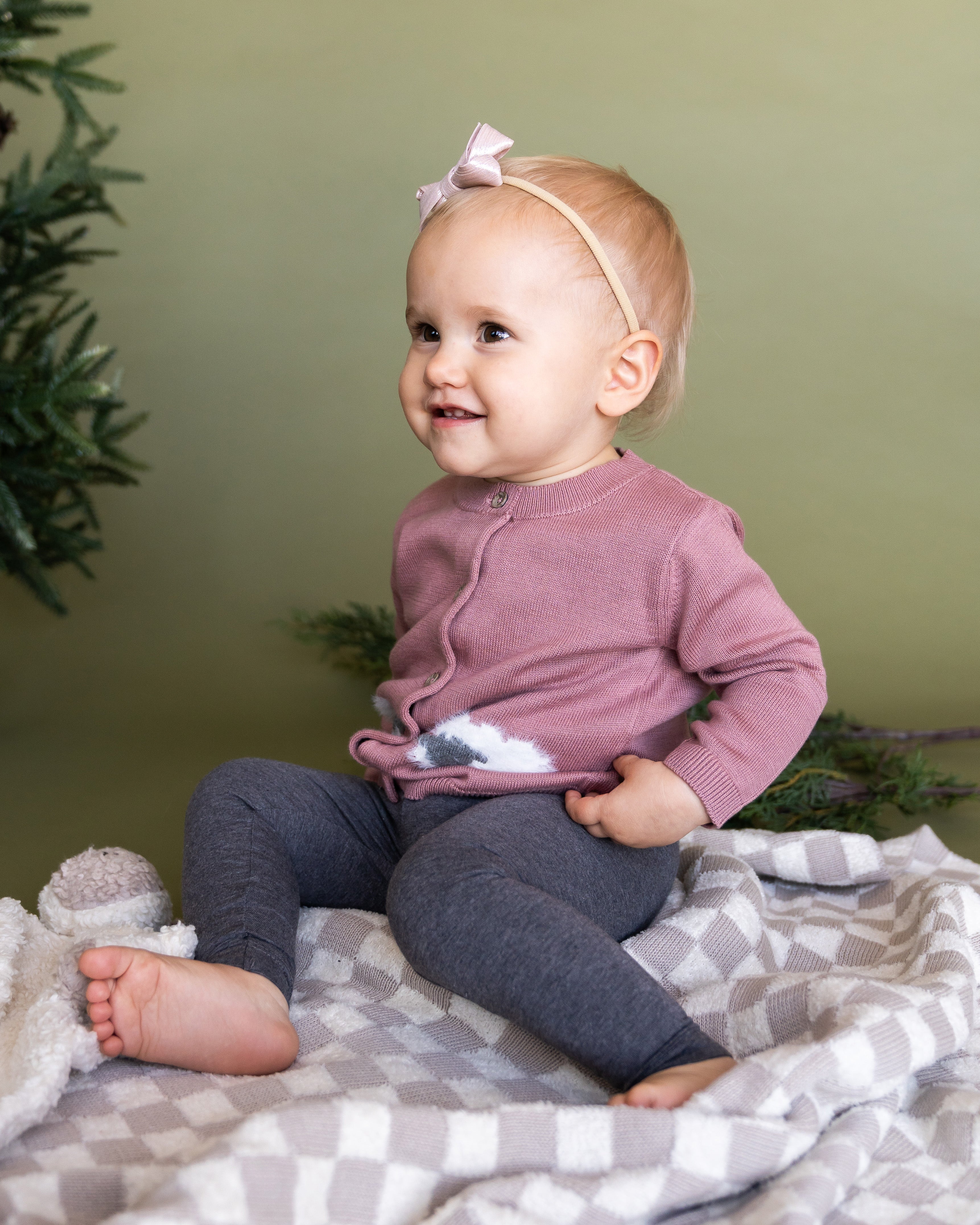 Lamb Jacquard Knit Baby Cardigan Sweater (Organic Cotton)