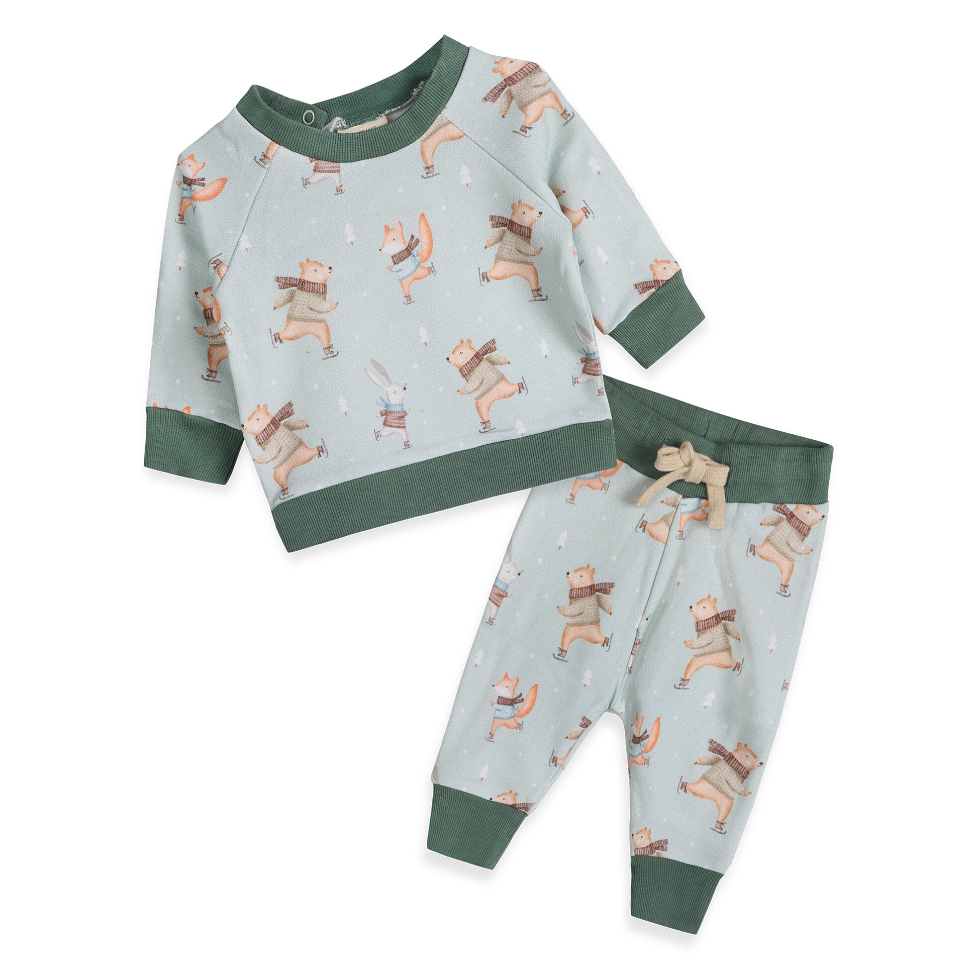 Ice Skaters Baby Sweatshirt & Pants Set (Organic Cotton Fleece)