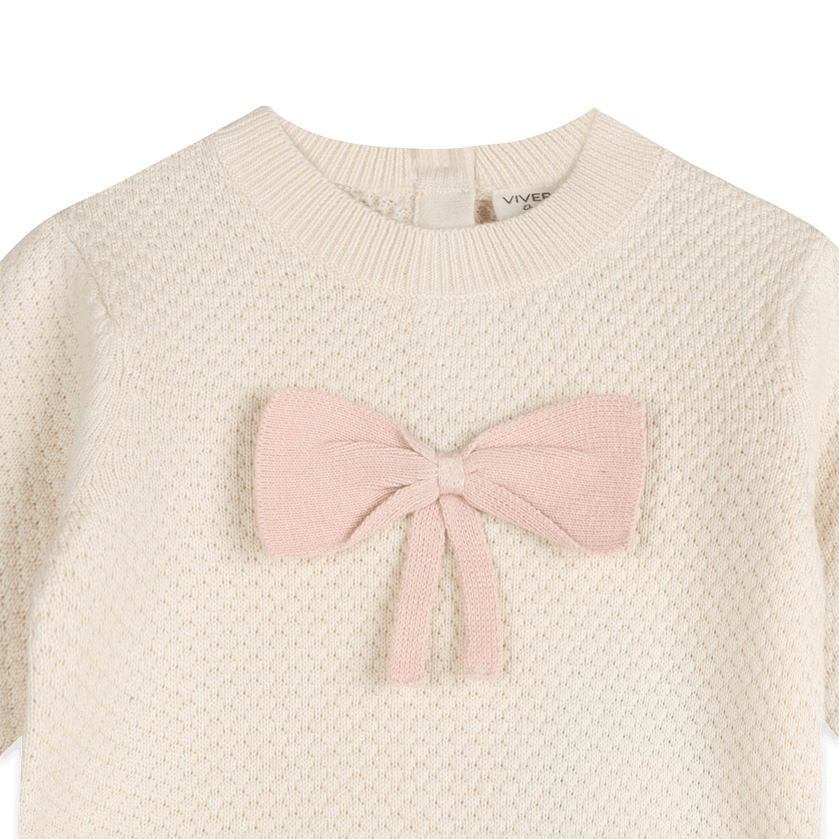 Organic Cotton Ella Bow Knit Baby Pullover, Detail