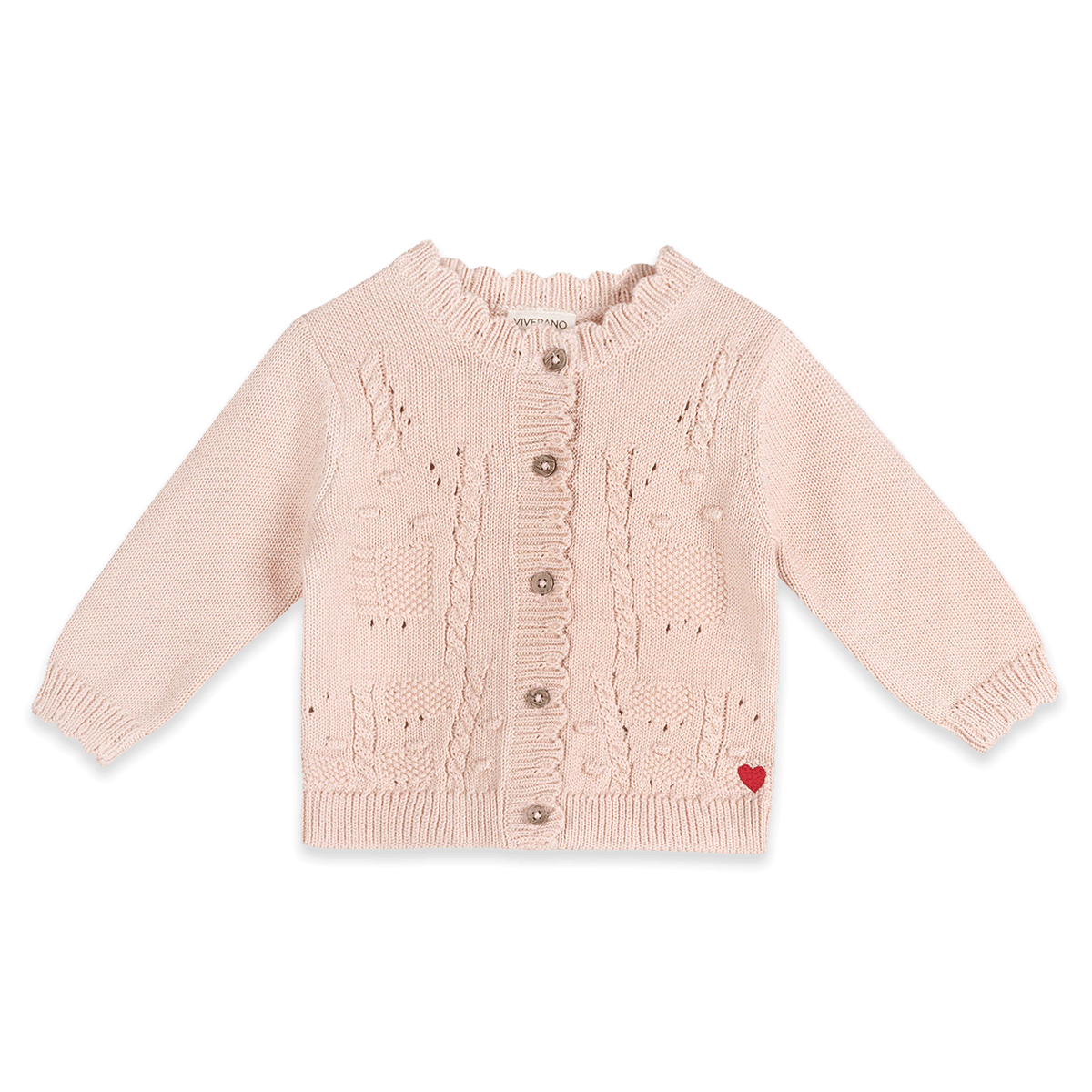 Organic Cotton Lil Heart Tex Knit Baby Cardigan and Pant Set, Front