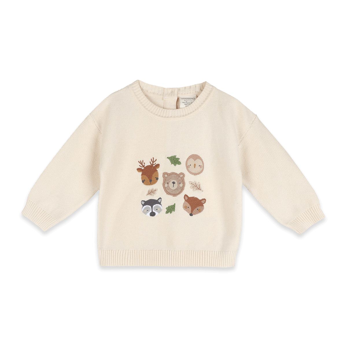 Woodland Animals Knit Baby Pullover, Organic Cotton